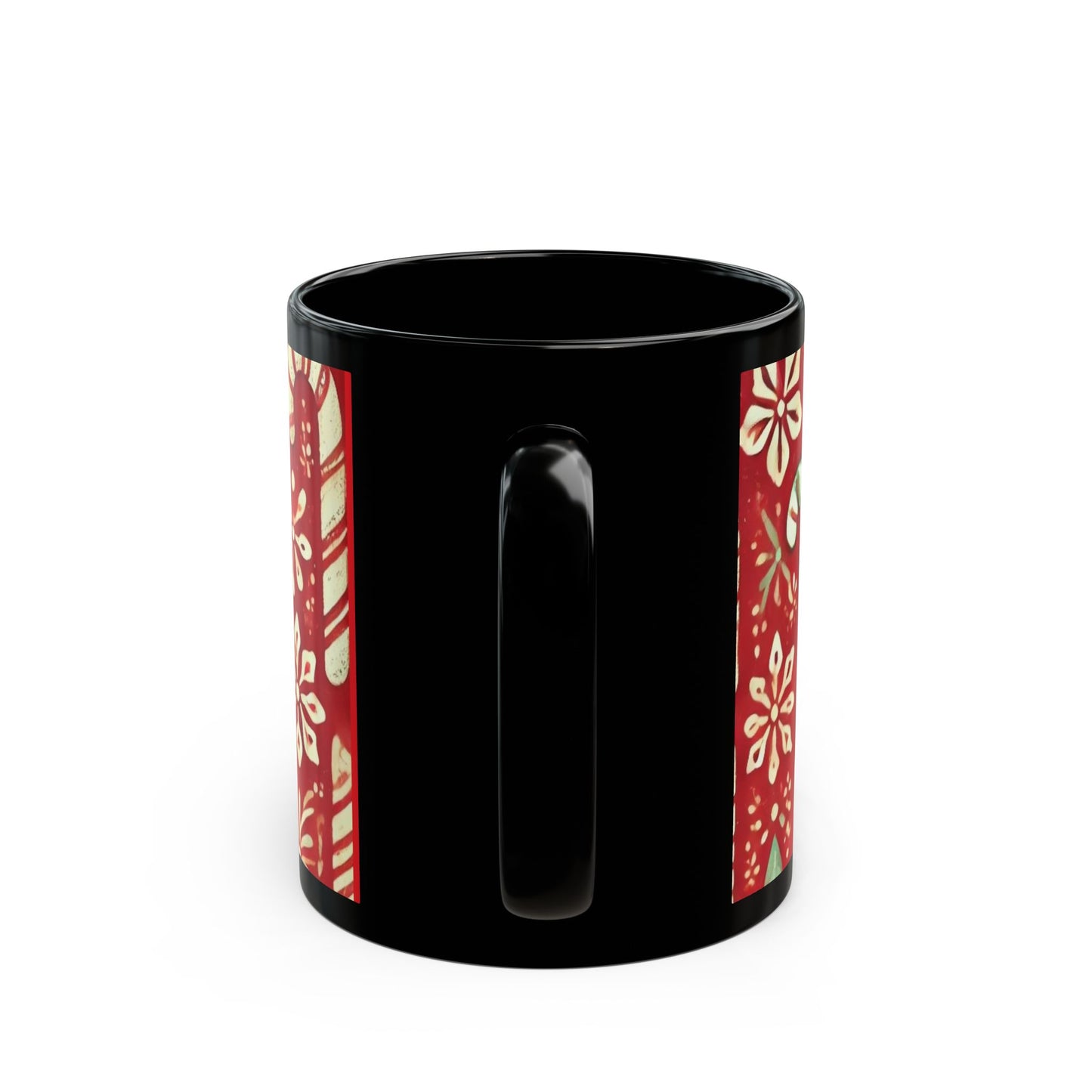 Primitive Candy Cane- 11 oz or 15 oz Ceramic Black Mugs