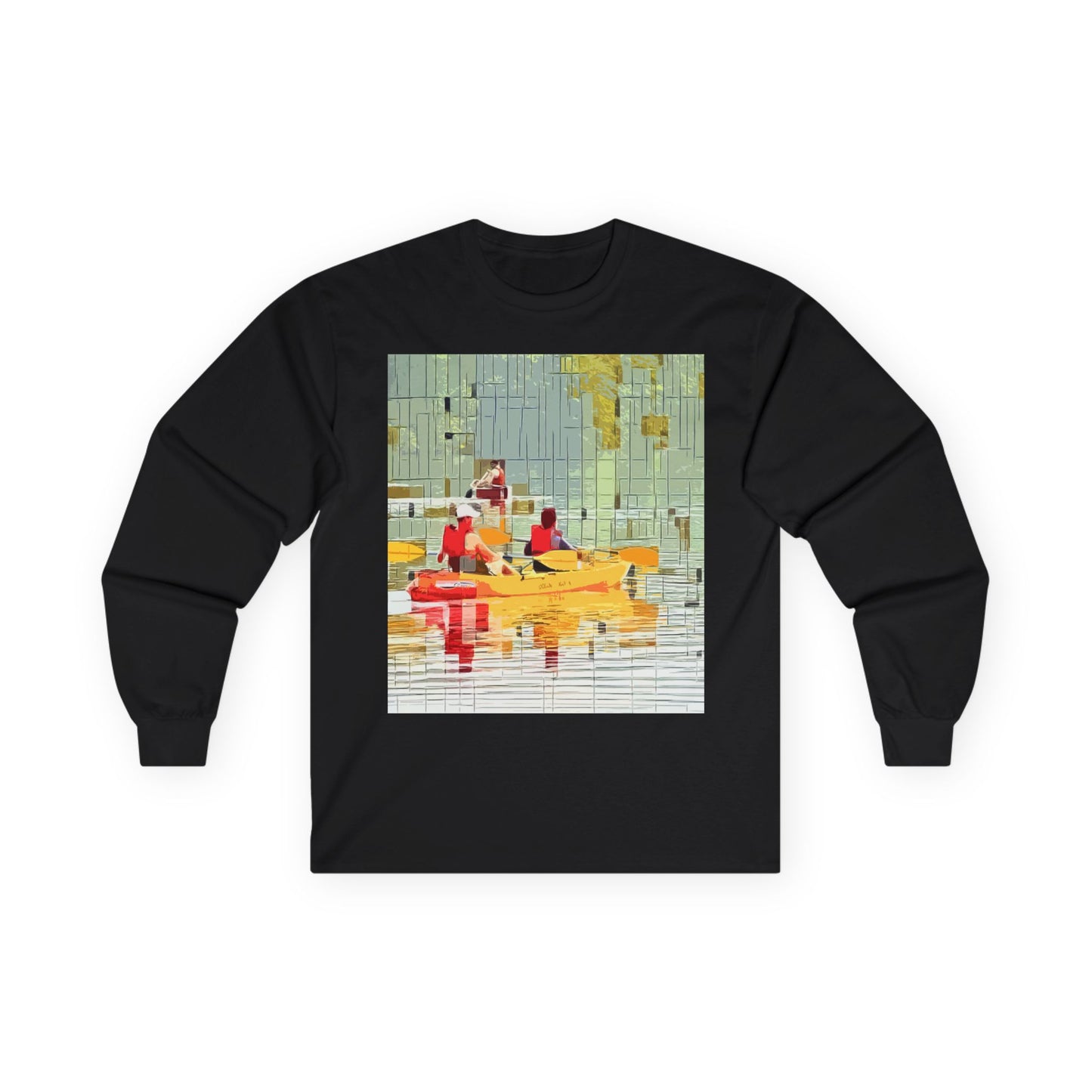 "Kayak in the River" Long Sleeve Casual Unisex Tee Shirt