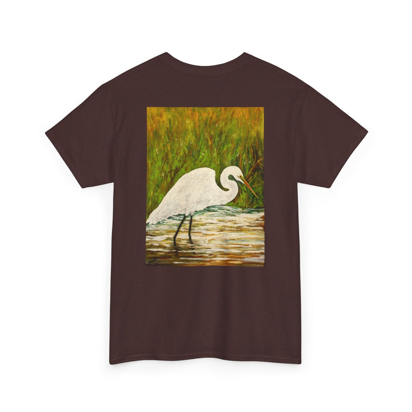 White Egret- Amazing Unisex Heavy Cotton Short Sleeve Tee Shirts!