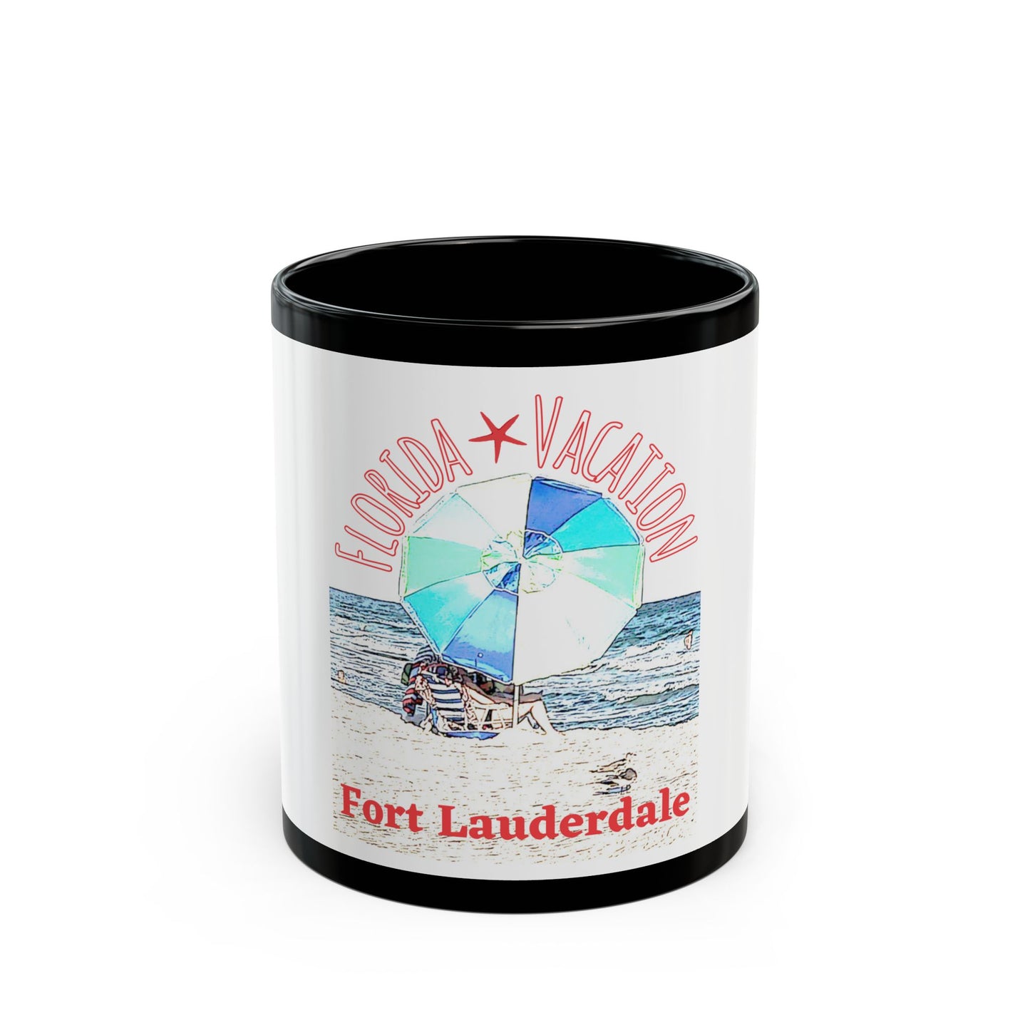 Florida Vacation Fort Lauderdale - 11 oz or 15 oz Ceramic Black Mugs