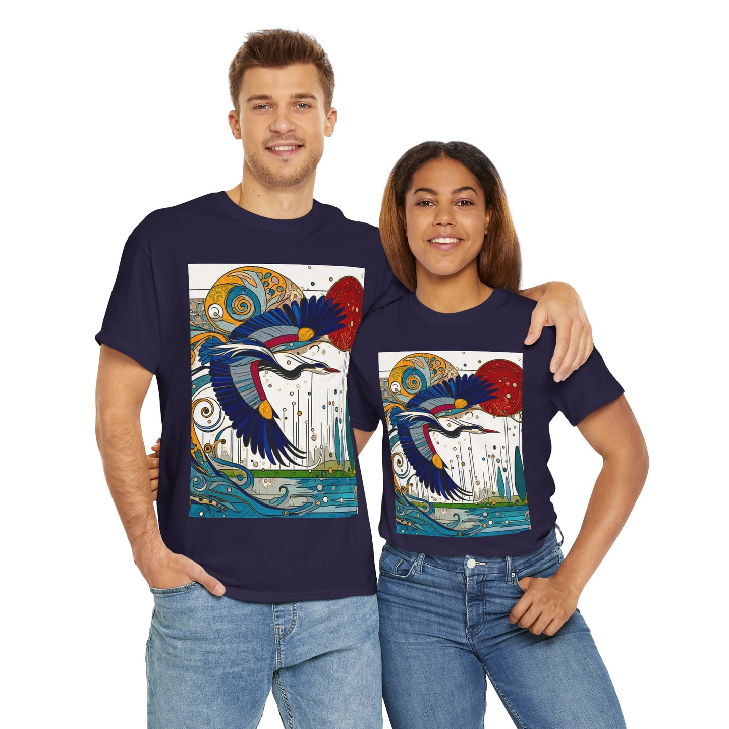 Blue Heron - Amazing Unisex Heavy Cotton Short Sleeve Tee Shirts!