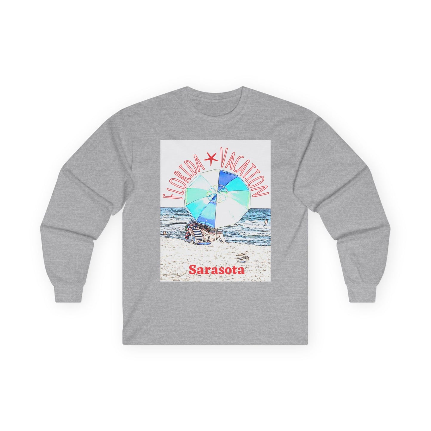 "Florida Vacation Sarasota" Long Sleeve Casual Unisex Tee Shirt