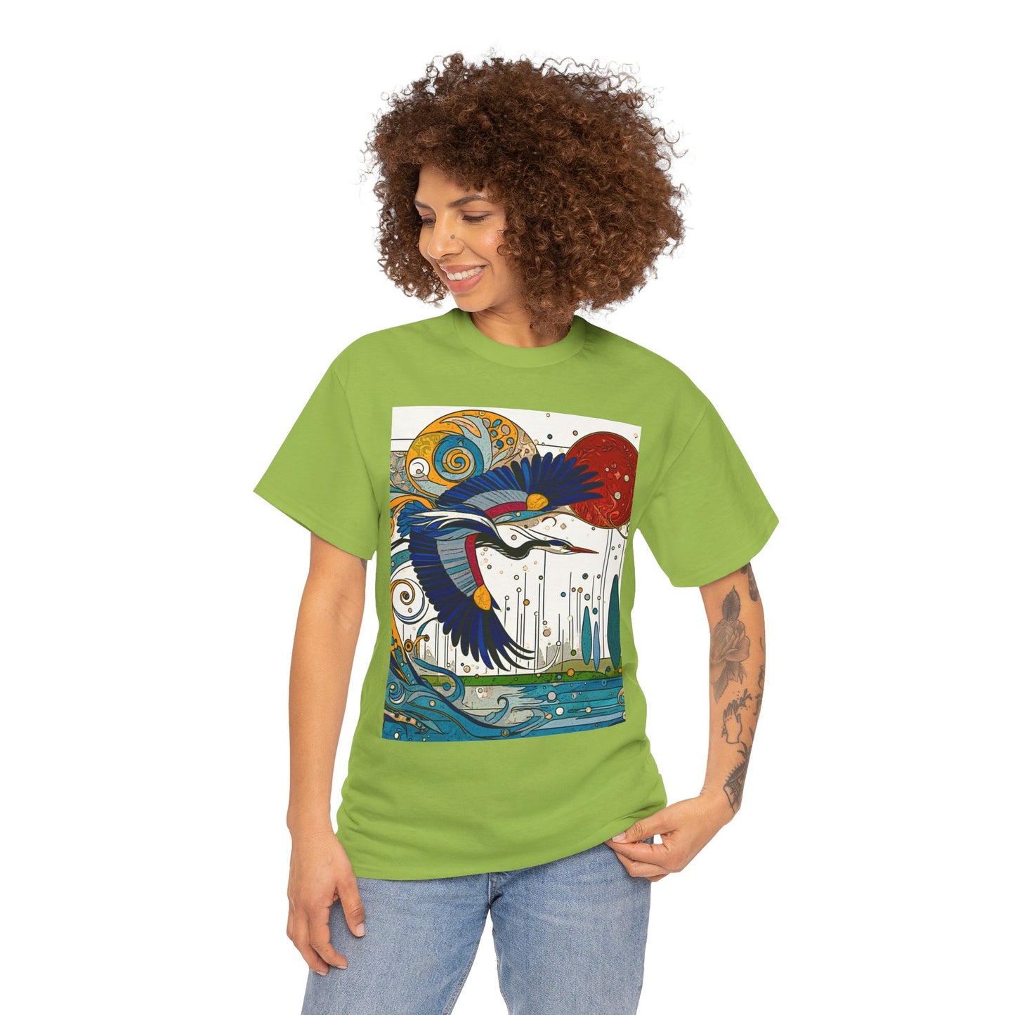 Blue Heron - Amazing Unisex Heavy Cotton Short Sleeve Tee Shirts!