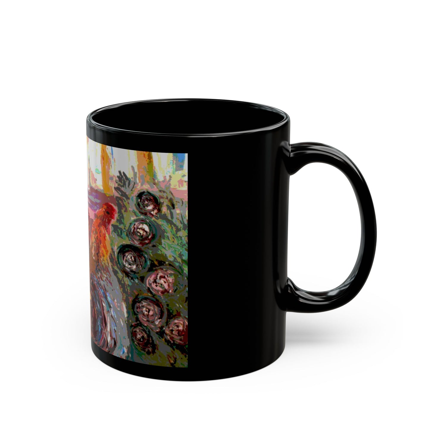 Betsy's Chickens- 11 oz or 15 oz Ceramic Black Mugs