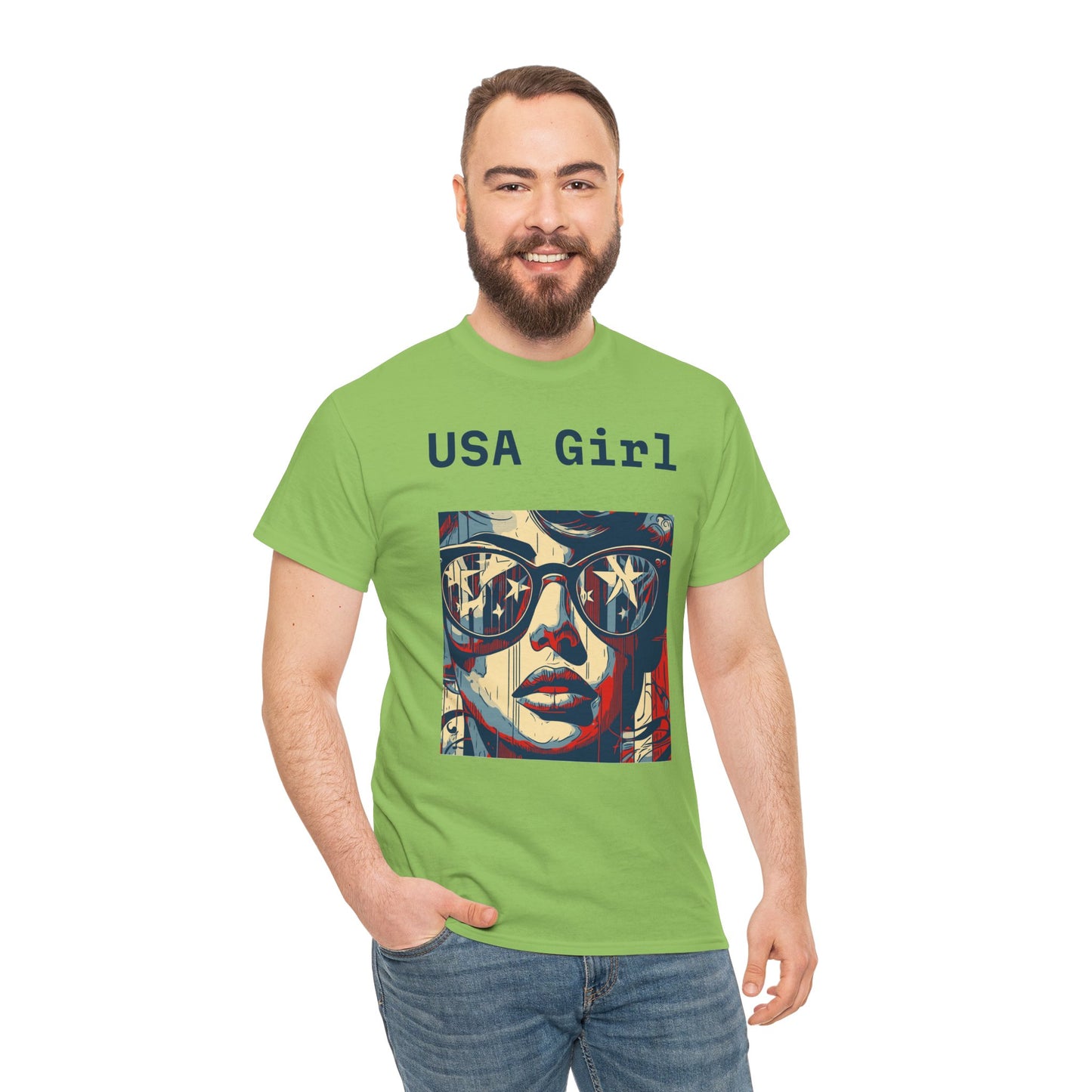 "USA Girl" - Amazing Unisex Heavy Cotton Short Sleeve Tee Shirts!