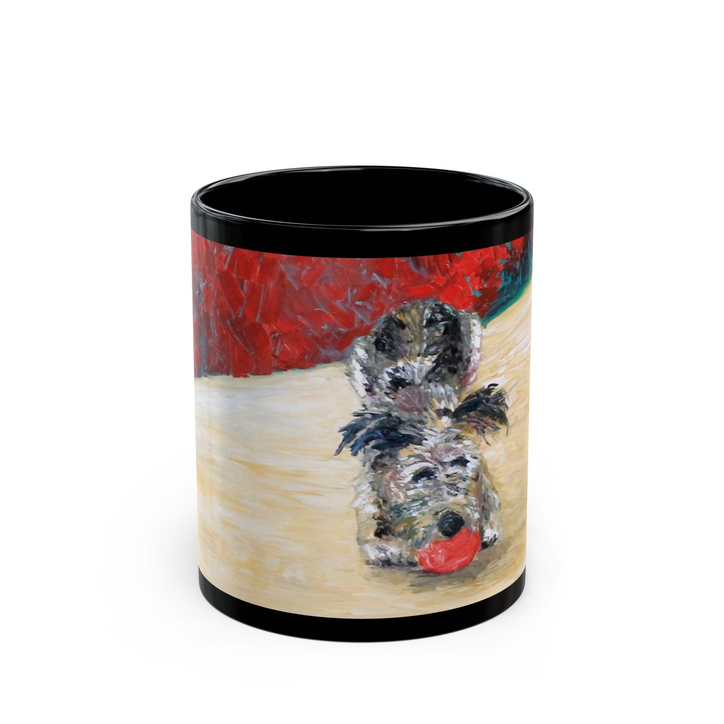 Playful Puppy - 11 oz or 15 oz Ceramic Black Mugs