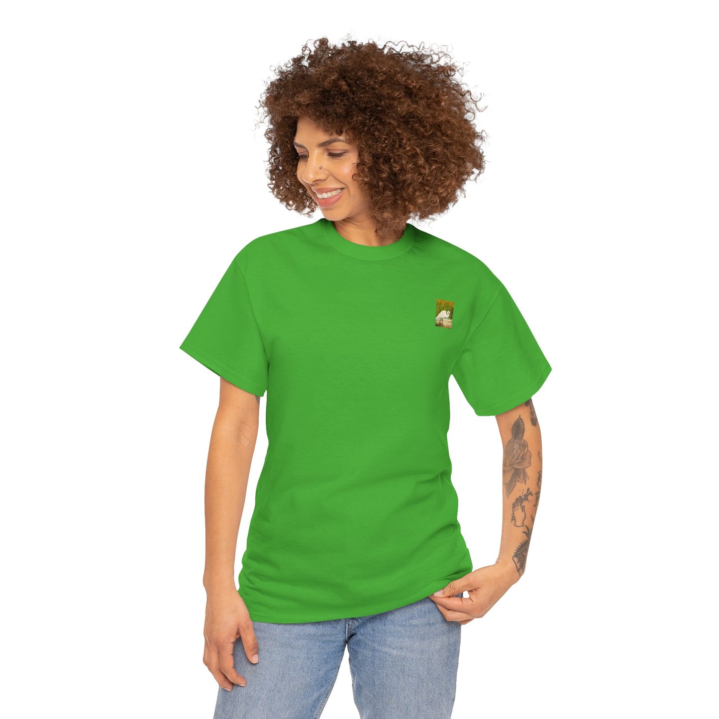 White Egret- Amazing Unisex Heavy Cotton Short Sleeve Tee Shirts!