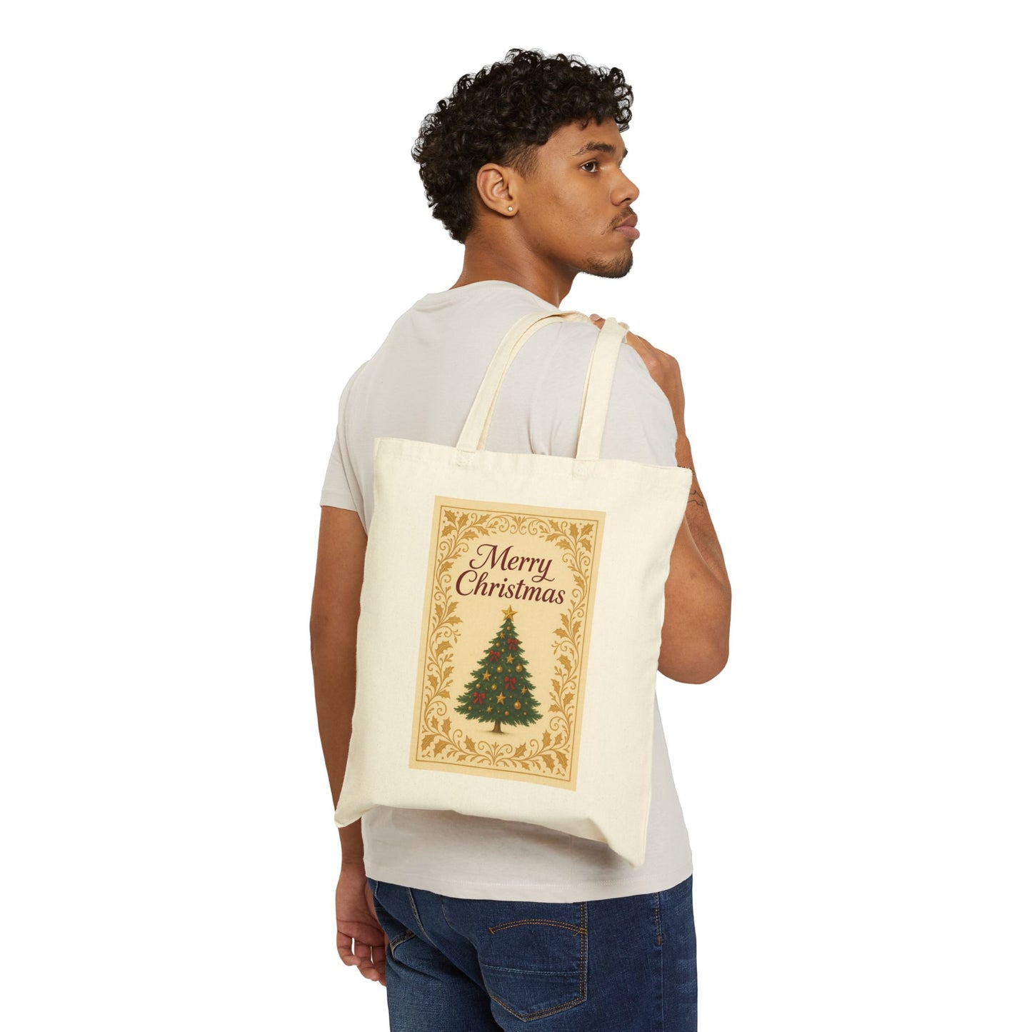 "Elegant Christmas Tree" Stylish Cotton Canvas Tote Bag