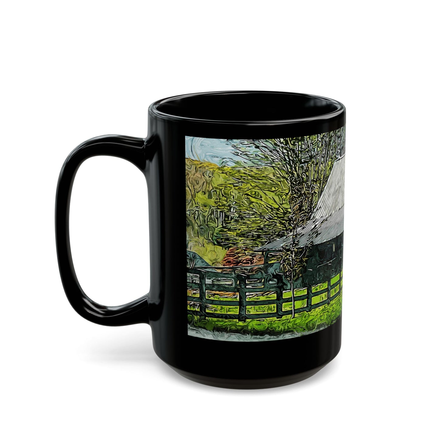 Mountain Barn- 11 oz or 15 oz Ceramic Black Mugs