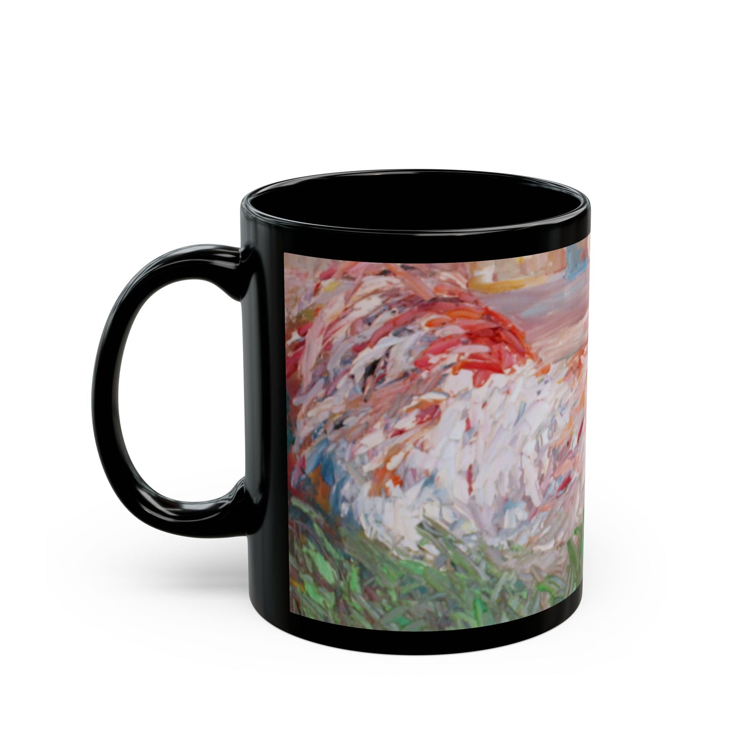 Betsy's Chickens - 11 oz or 15 oz Ceramic Black Mugs