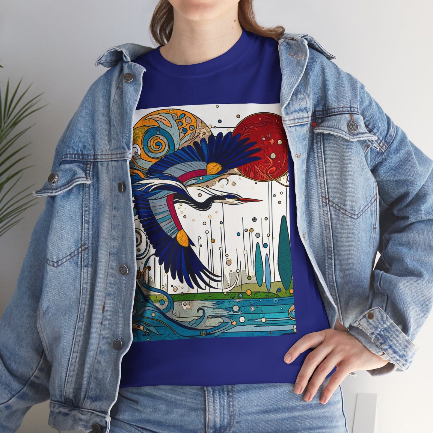 Blue Heron - Amazing Unisex Heavy Cotton Short Sleeve Tee Shirts!