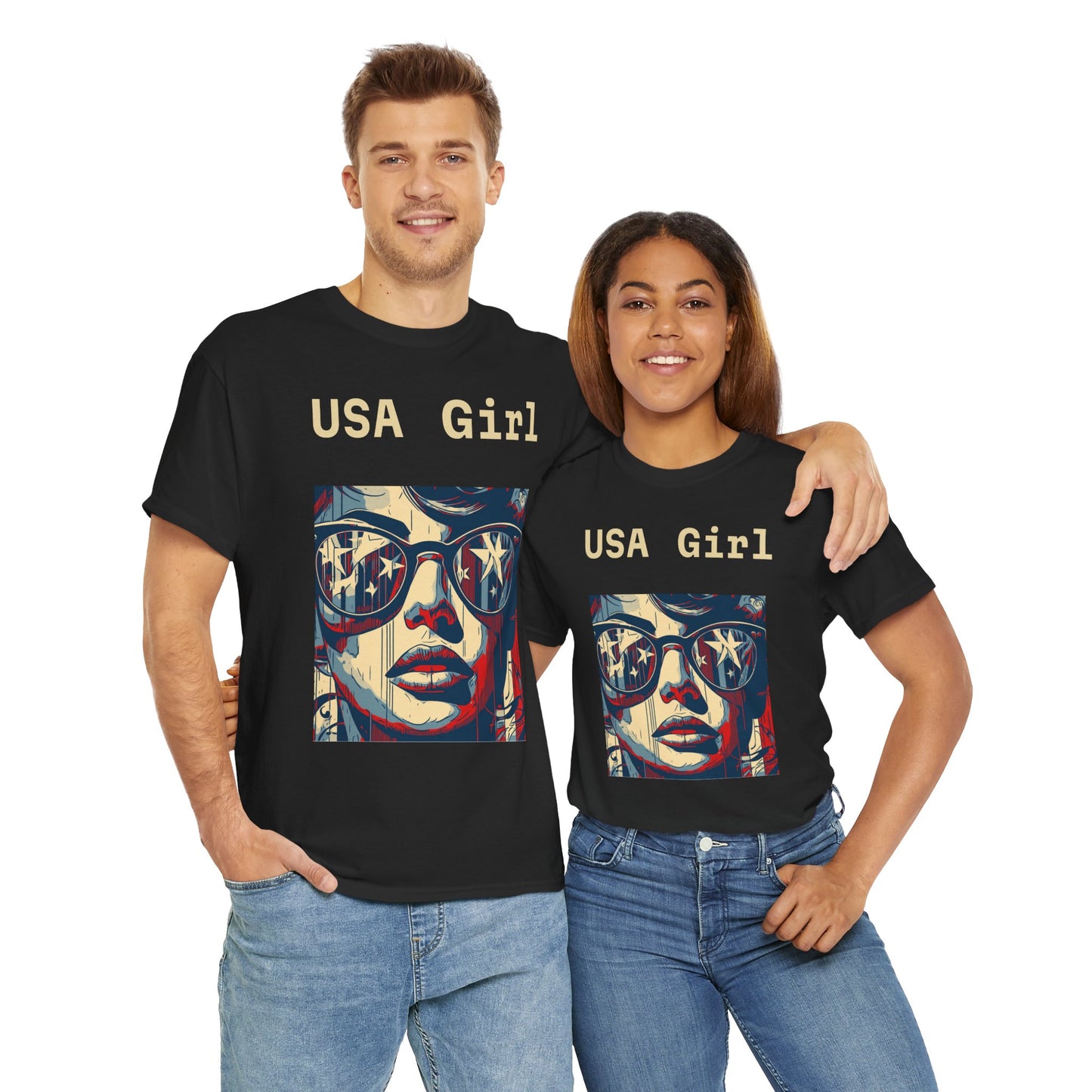 "USA Girl" - Amazing Unisex Heavy Cotton Short Sleeve Tee Shirts!