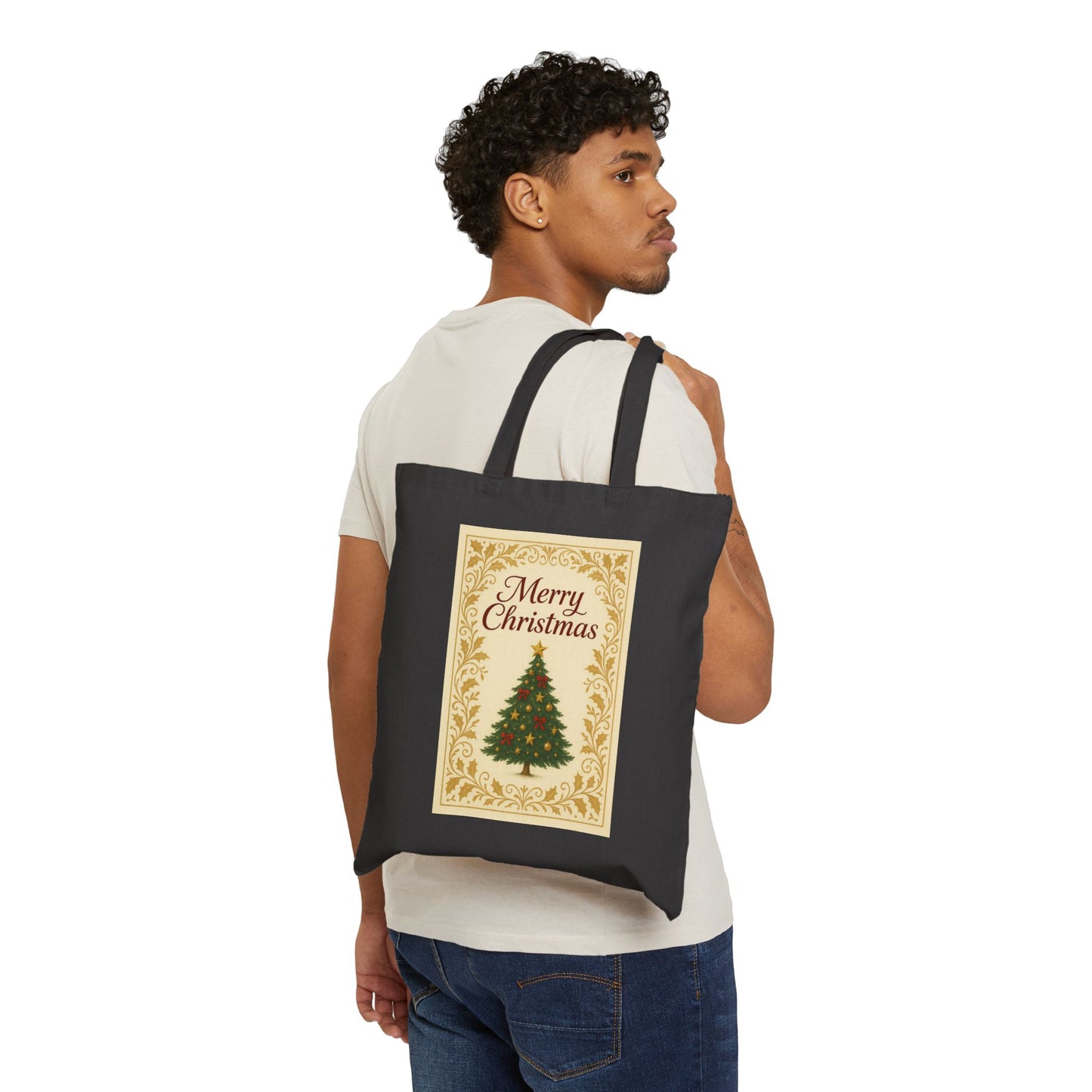 "Elegant Christmas Tree" Stylish Cotton Canvas Tote Bag