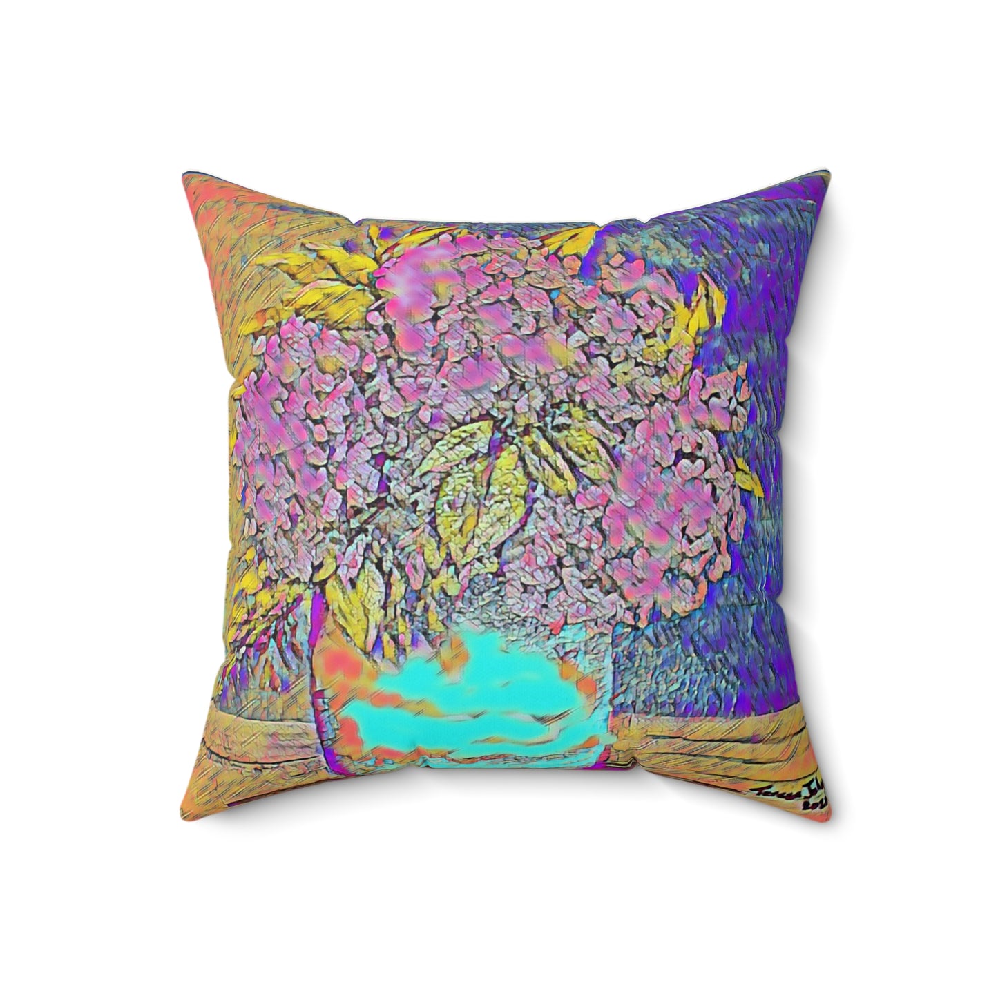 Old Fashion Hydrangea -Faux Suede Square Pillow