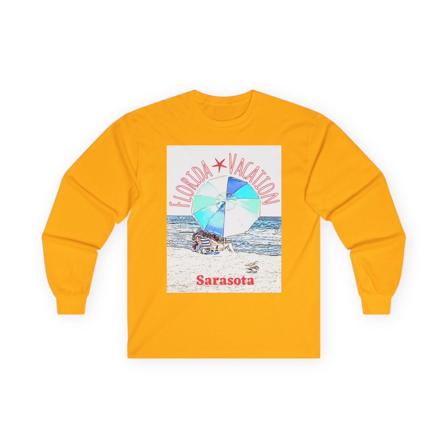 "Florida Vacation Sarasota" Long Sleeve Casual Unisex Tee Shirt
