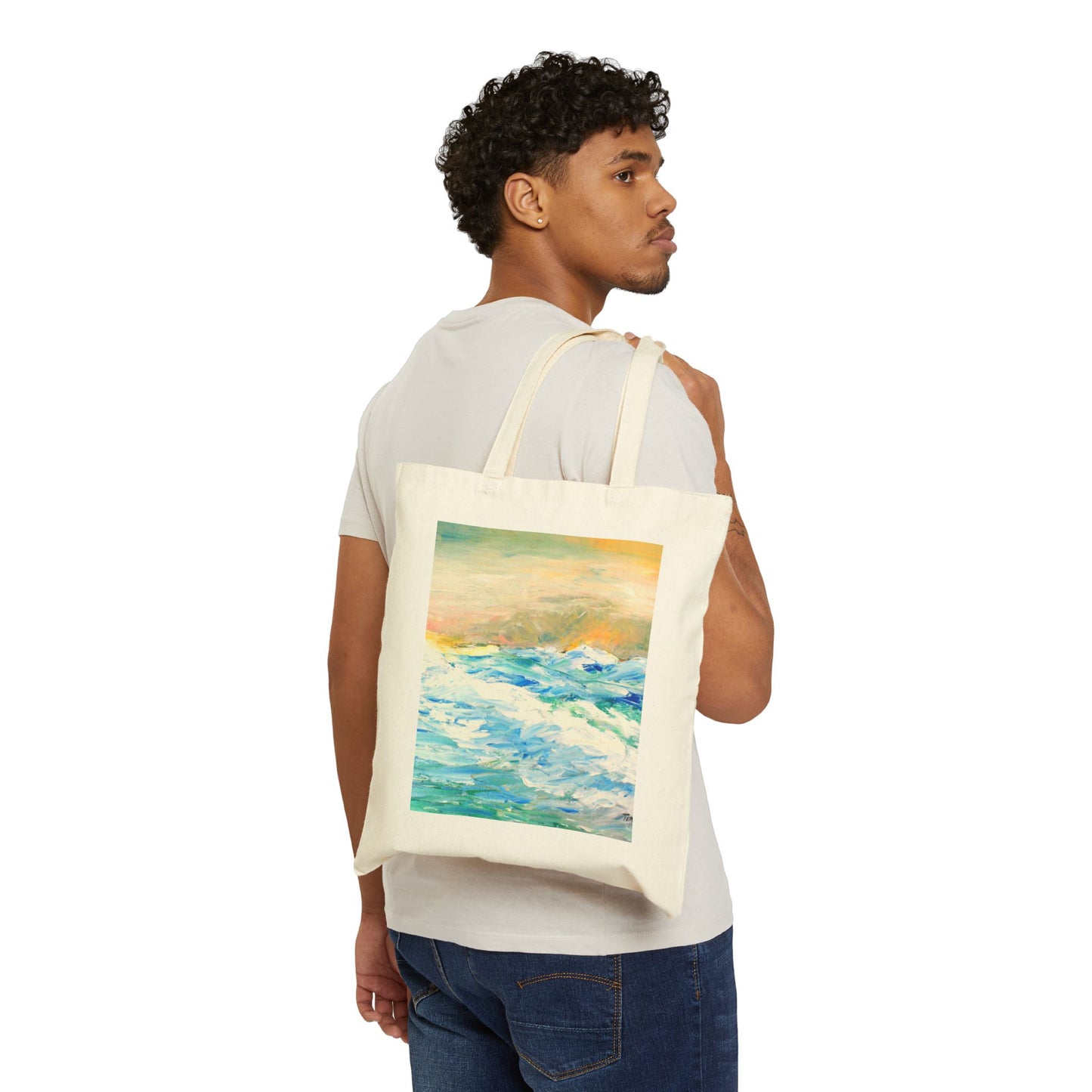 "God is Stirring the Sea" Stylish Cotton Canvas Tote Bag