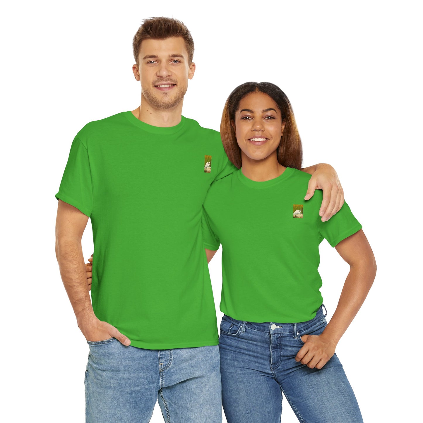 White Egret- Amazing Unisex Heavy Cotton Short Sleeve Tee Shirts!