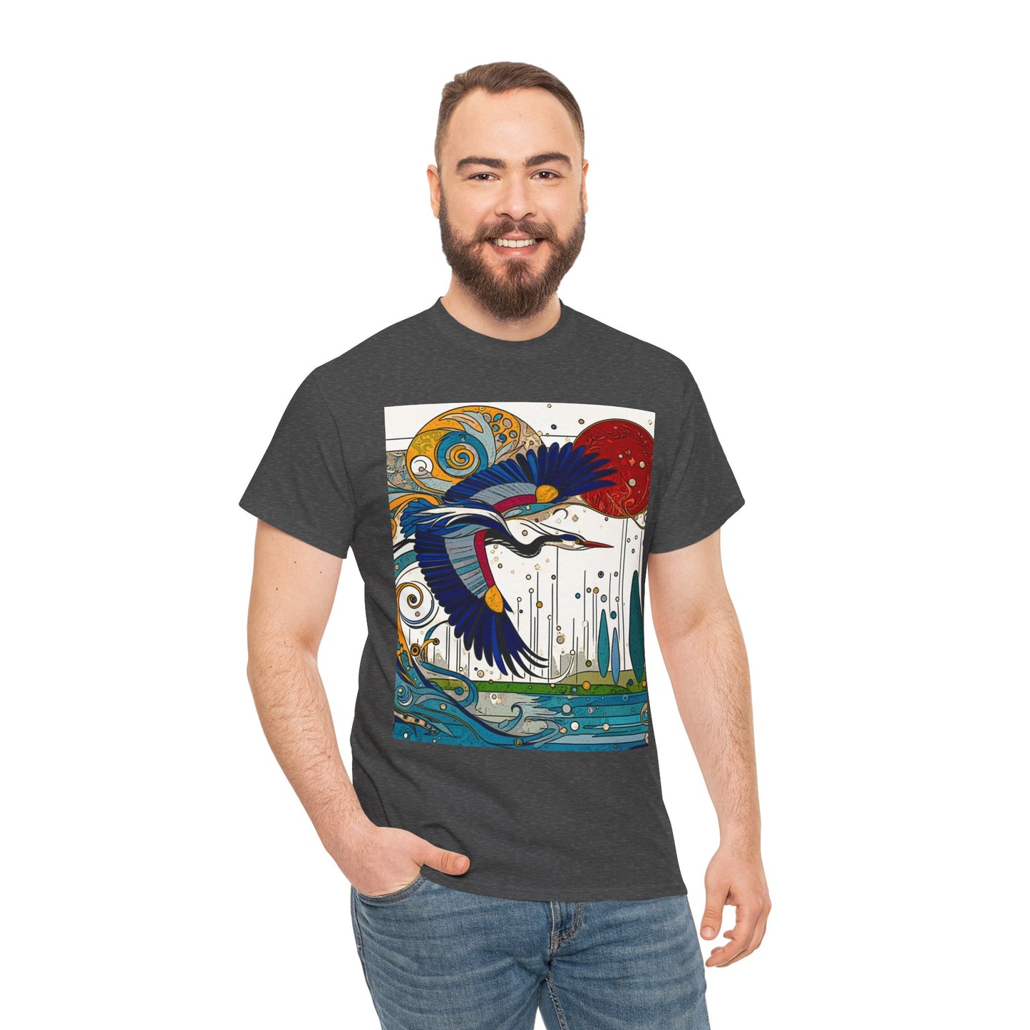 Blue Heron - Amazing Unisex Heavy Cotton Short Sleeve Tee Shirts!