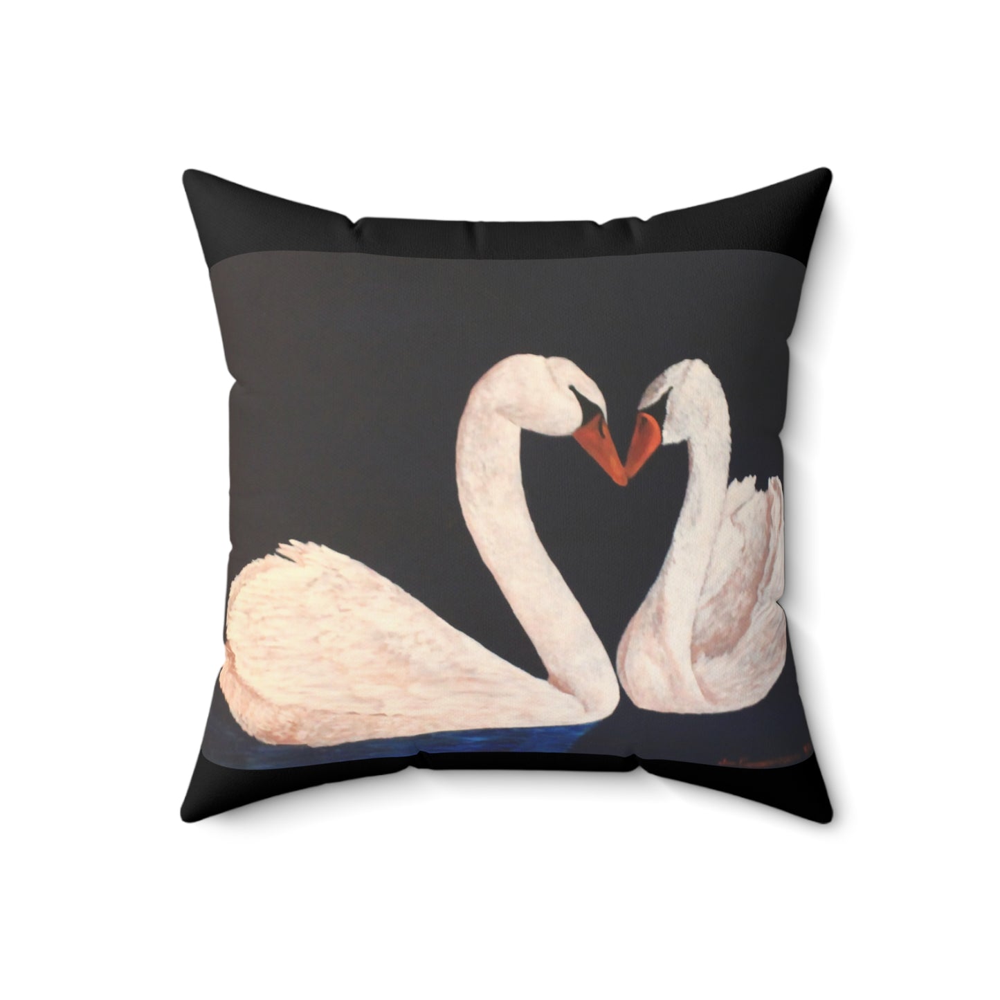 Peaceful Swans Faux Suede Square Pillow
