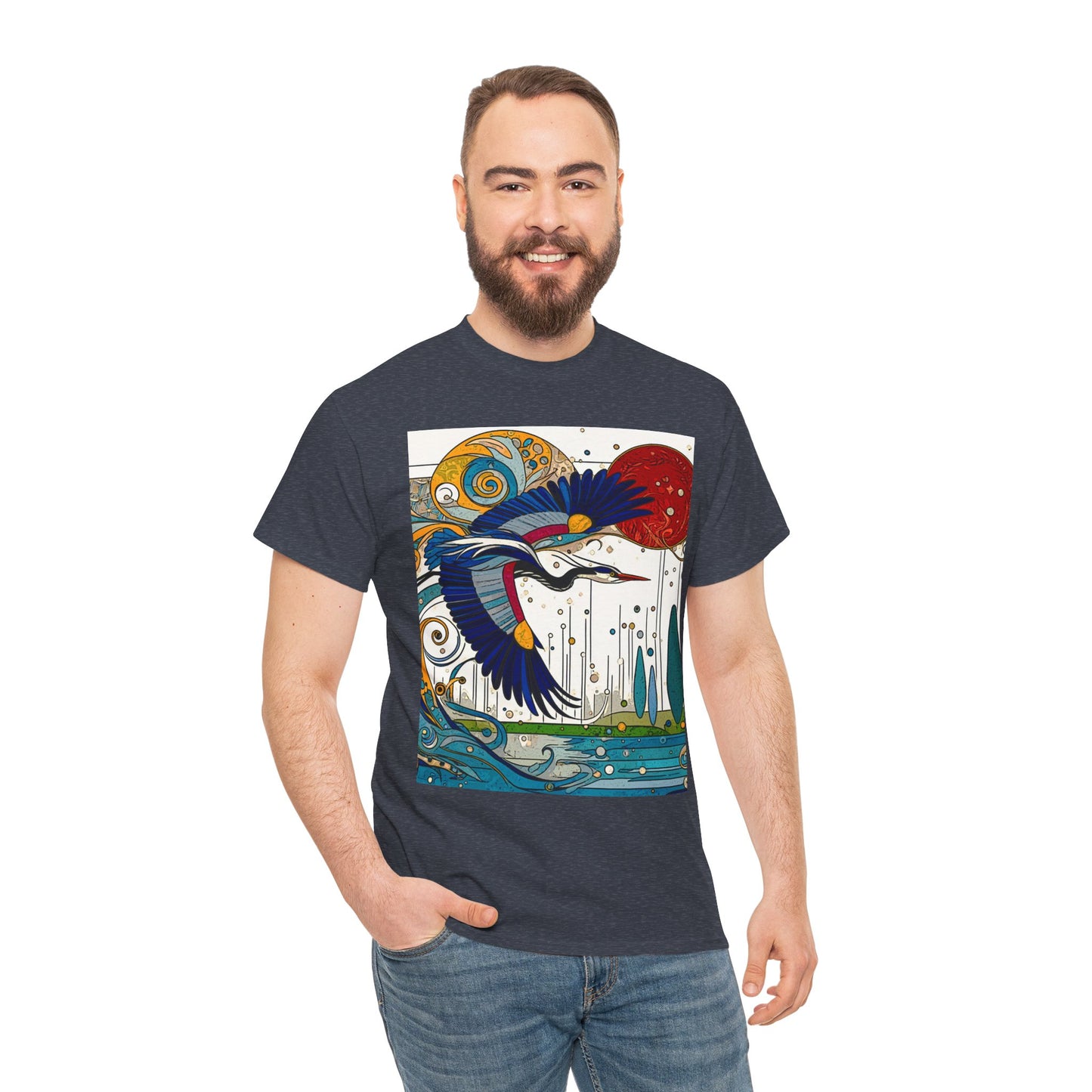 Blue Heron - Amazing Unisex Heavy Cotton Short Sleeve Tee Shirts!