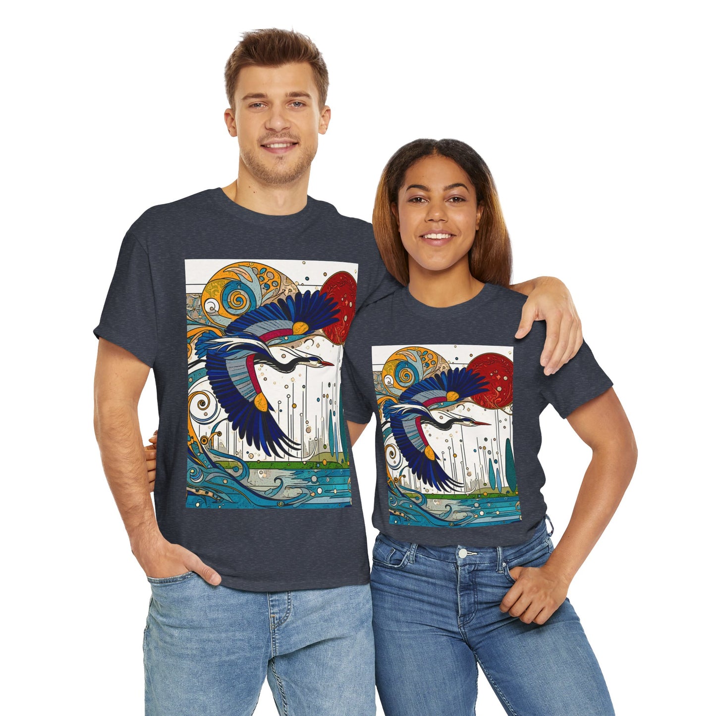 Blue Heron - Amazing Unisex Heavy Cotton Short Sleeve Tee Shirts!