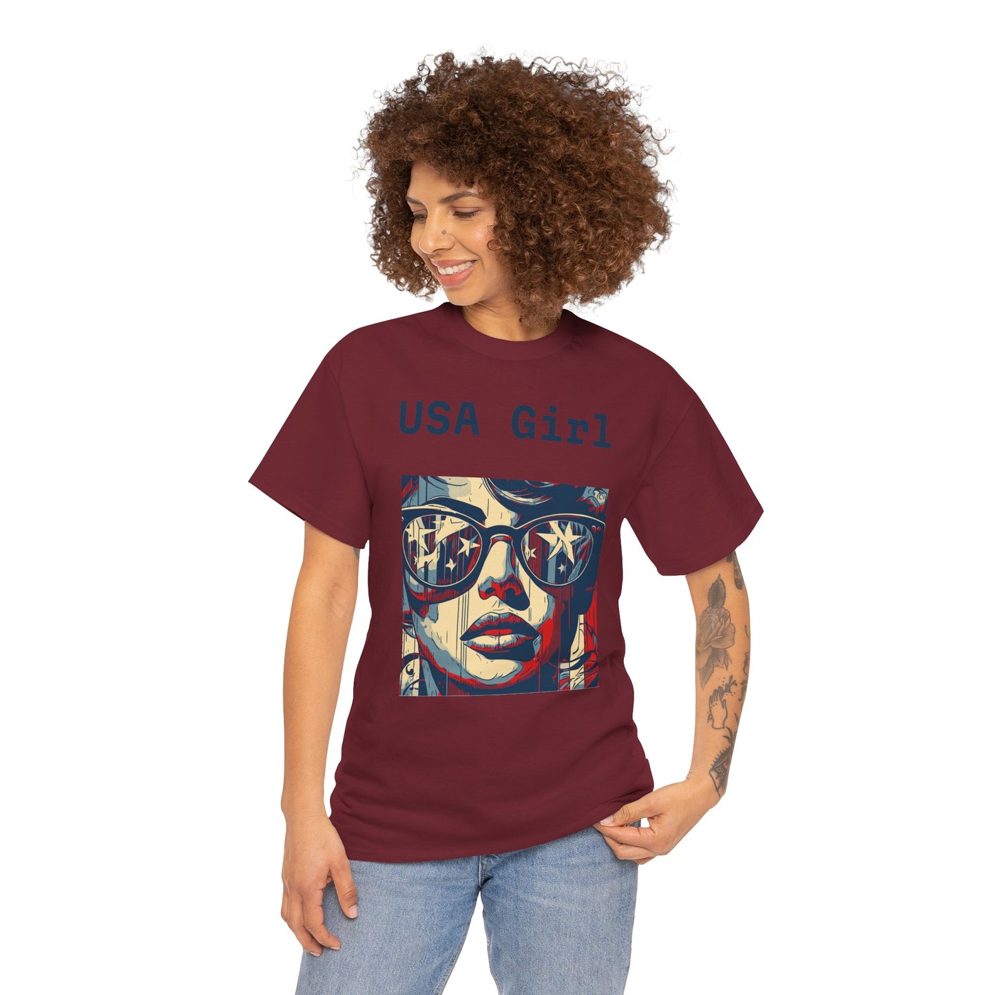 "USA Girl" - Amazing Unisex Heavy Cotton Short Sleeve Tee Shirts!
