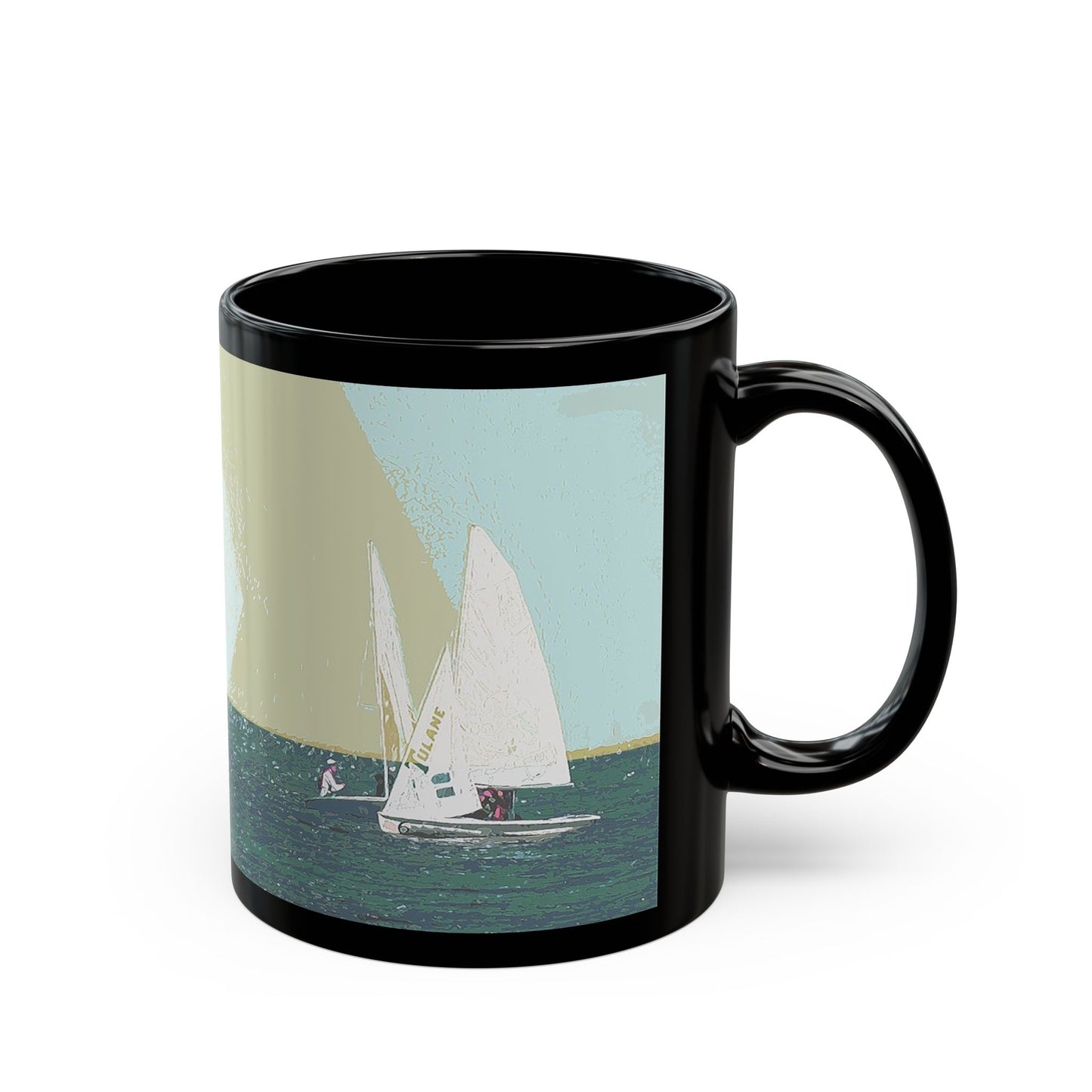 Sailing Race- 11 oz or 15 oz Ceramic Black Mugs
