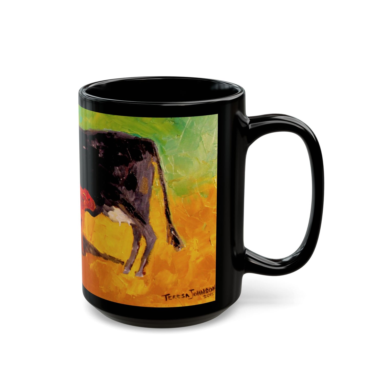 Allison's Cow and Calf - 11 oz or 15 oz Ceramic Black Mugs