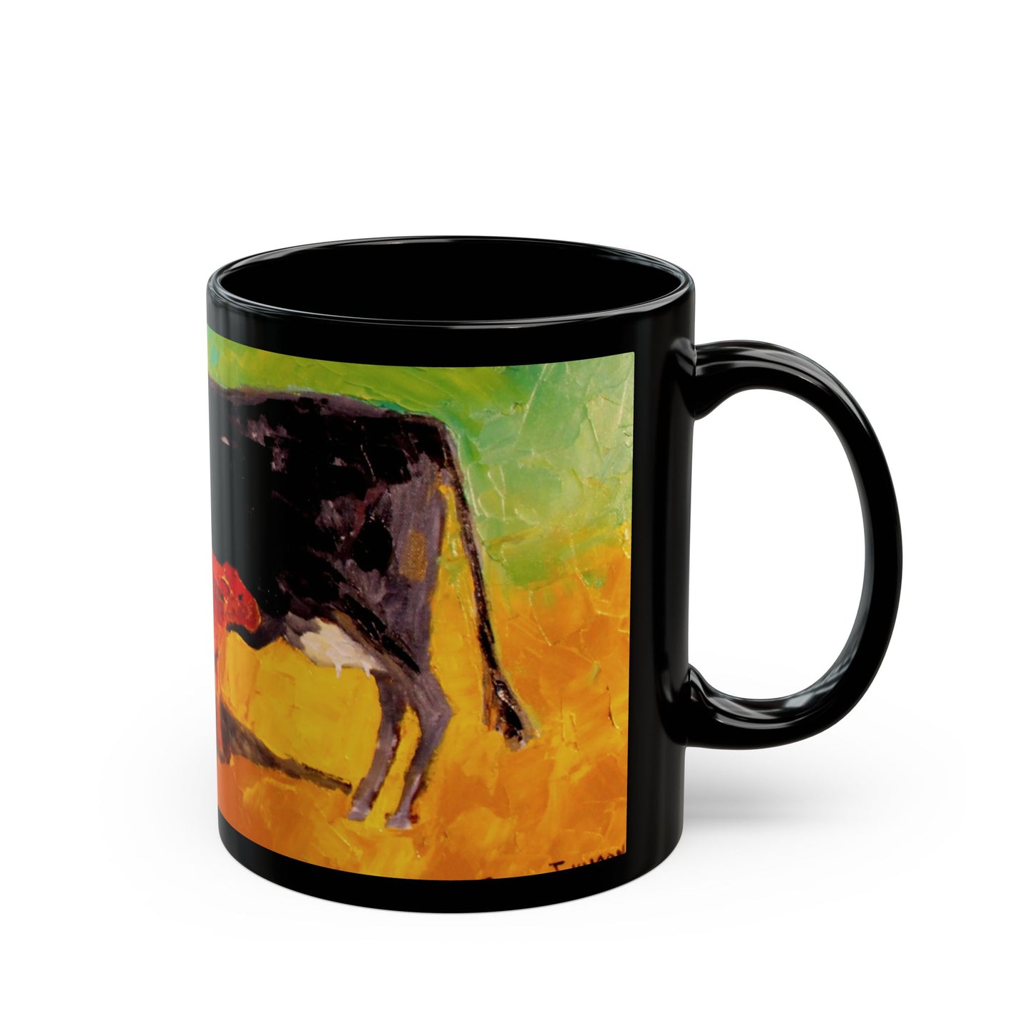 Allison's Cow and Calf - 11 oz or 15 oz Ceramic Black Mugs
