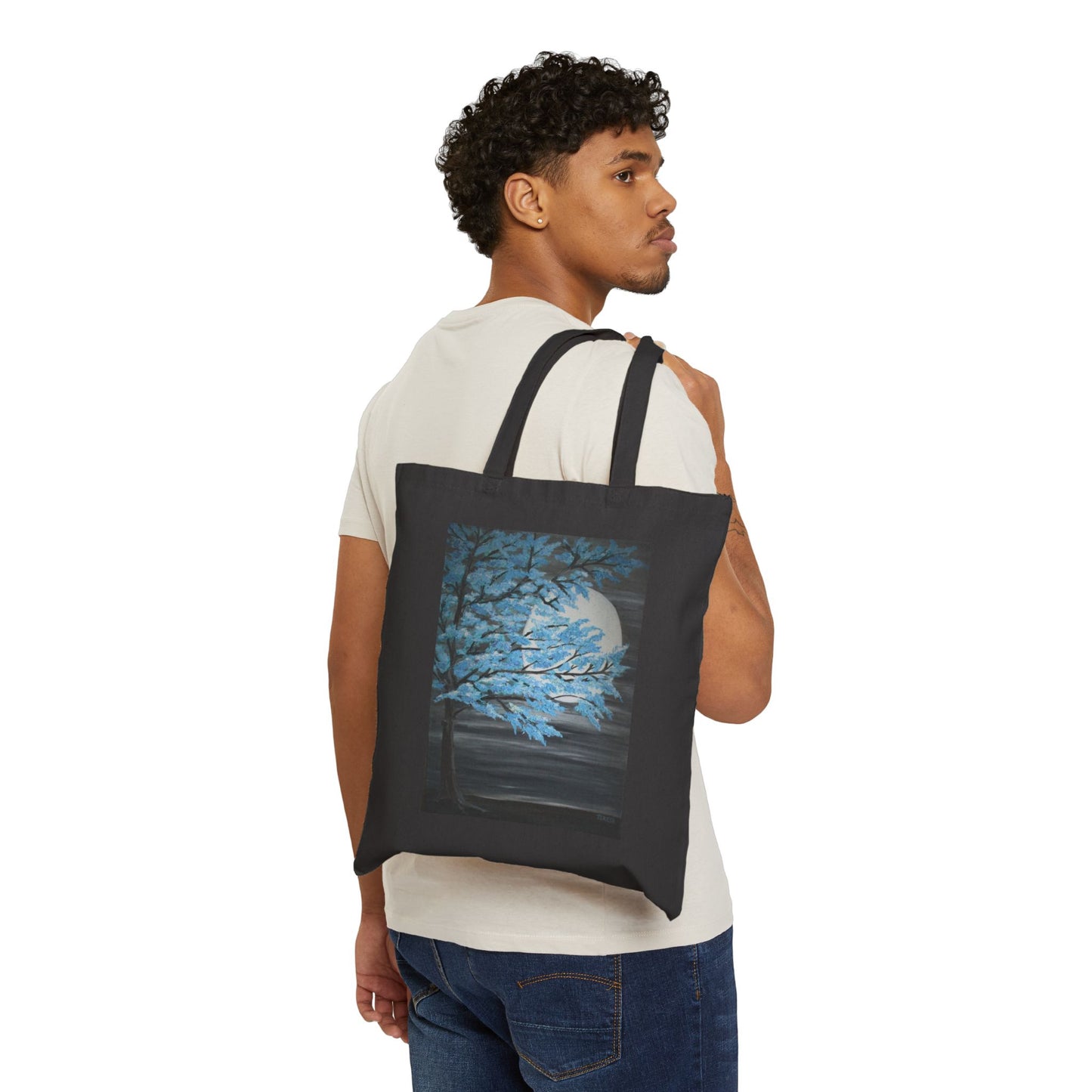 "Moon Lit Tree" Stylish Cotton Canvas Tote Bag