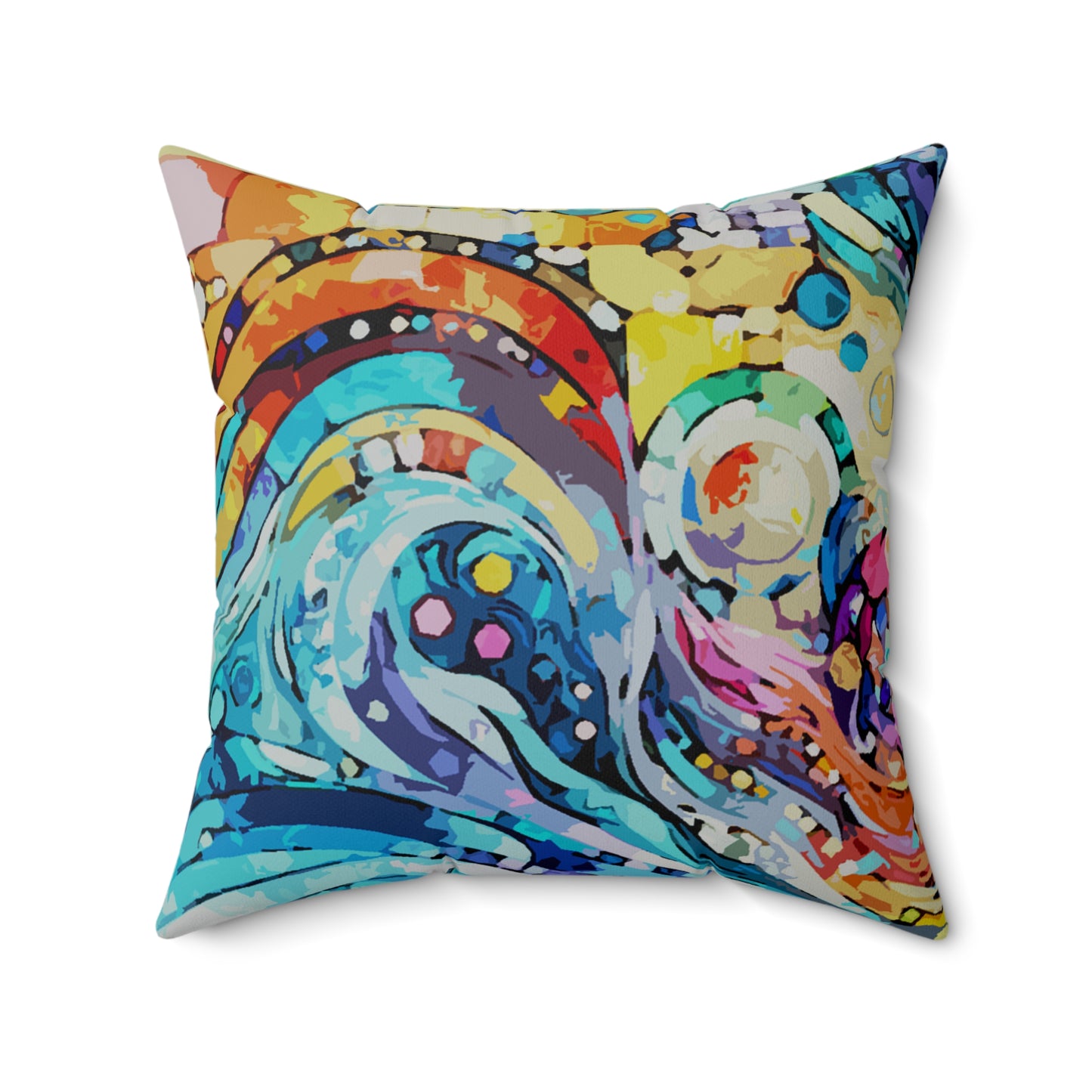 Rolling Waves Faux Suede Square Pillow