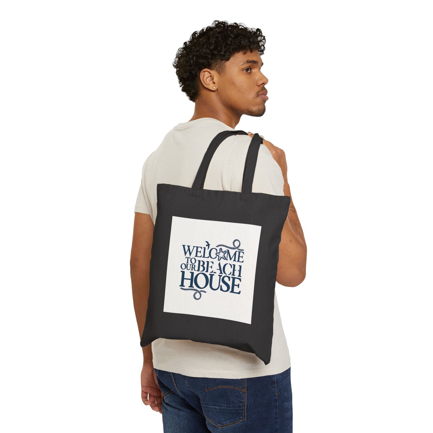 "Welcome to the Beach House" Stylish Cotton Canvas Tote Bag