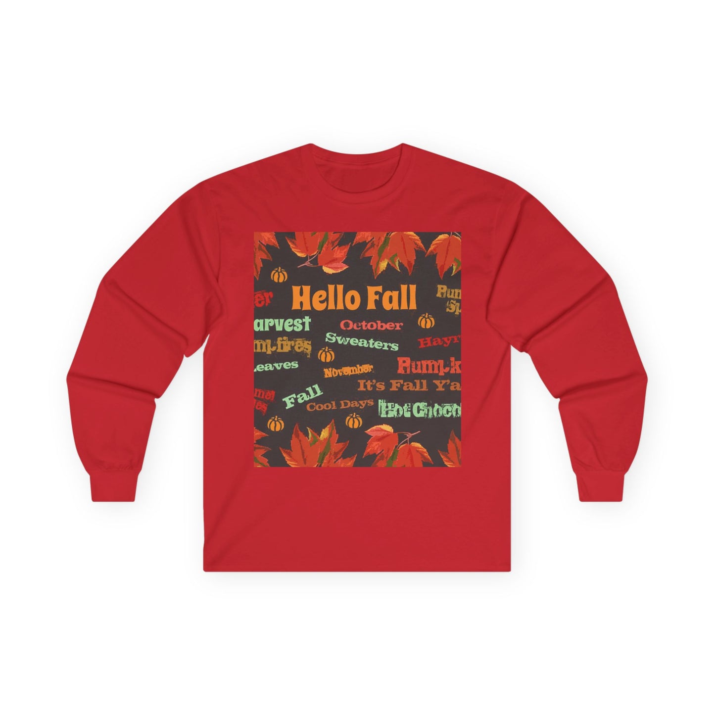 "Hello Fall" Long Sleeve Casual Unisex Tee Shirt