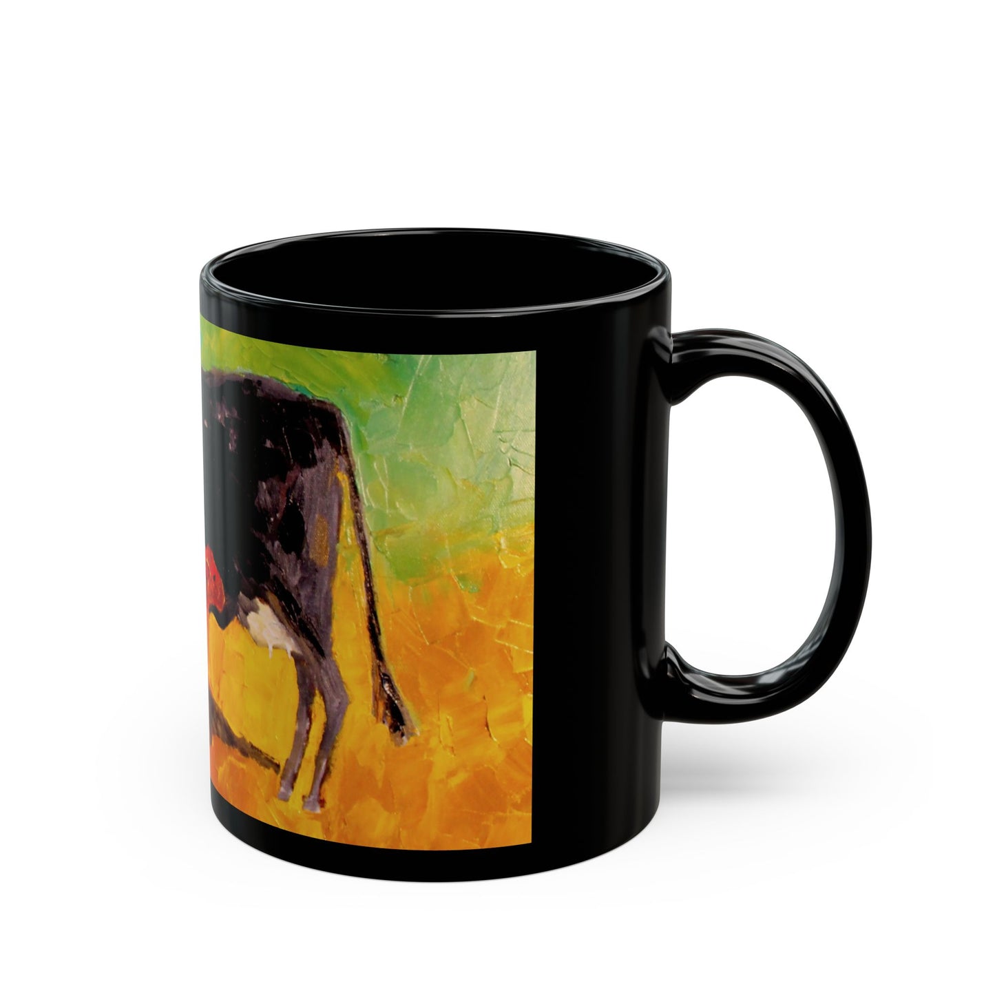 Allison's Cow and Calf - 11 oz or 15 oz Ceramic Black Mugs