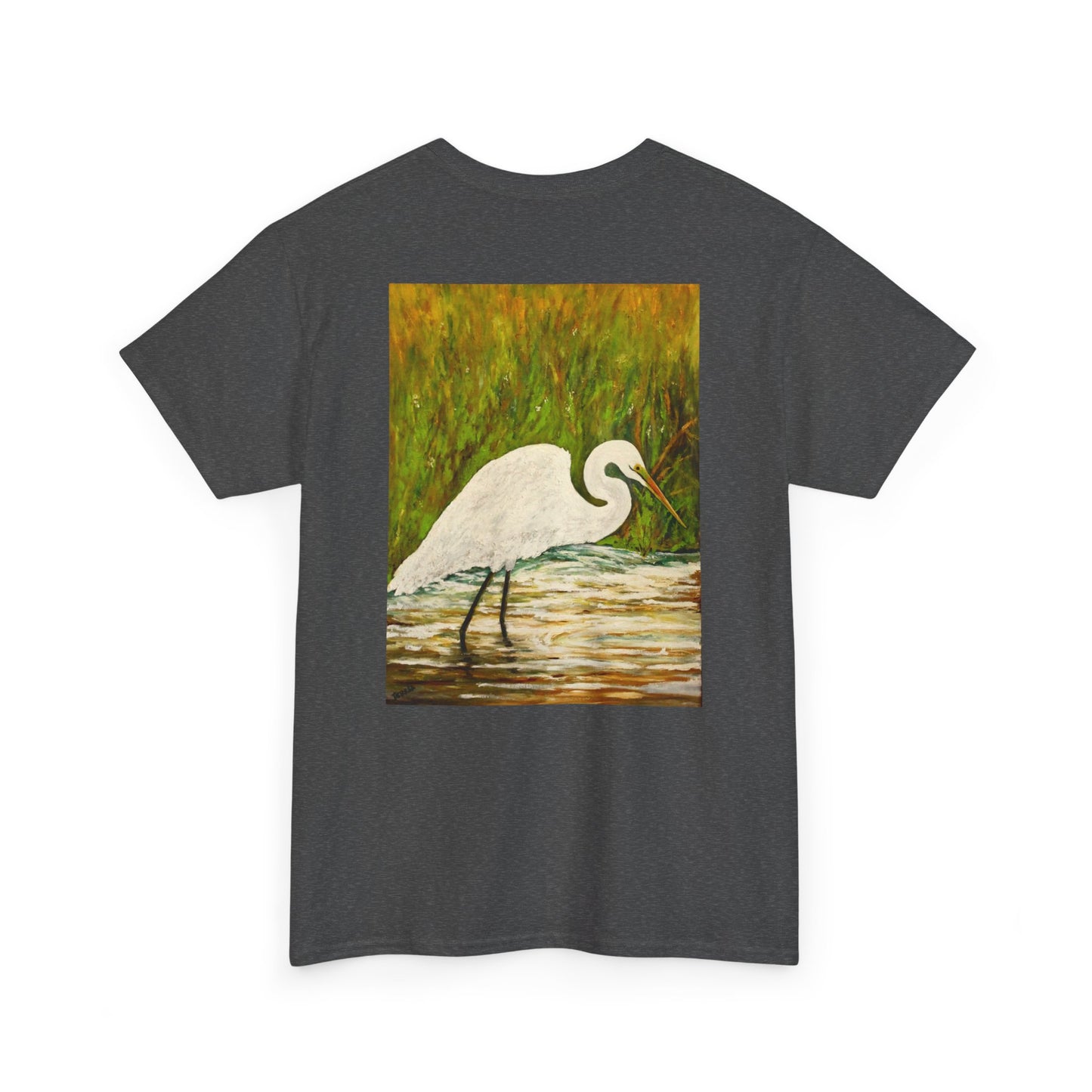 White Egret- Amazing Unisex Heavy Cotton Short Sleeve Tee Shirts!