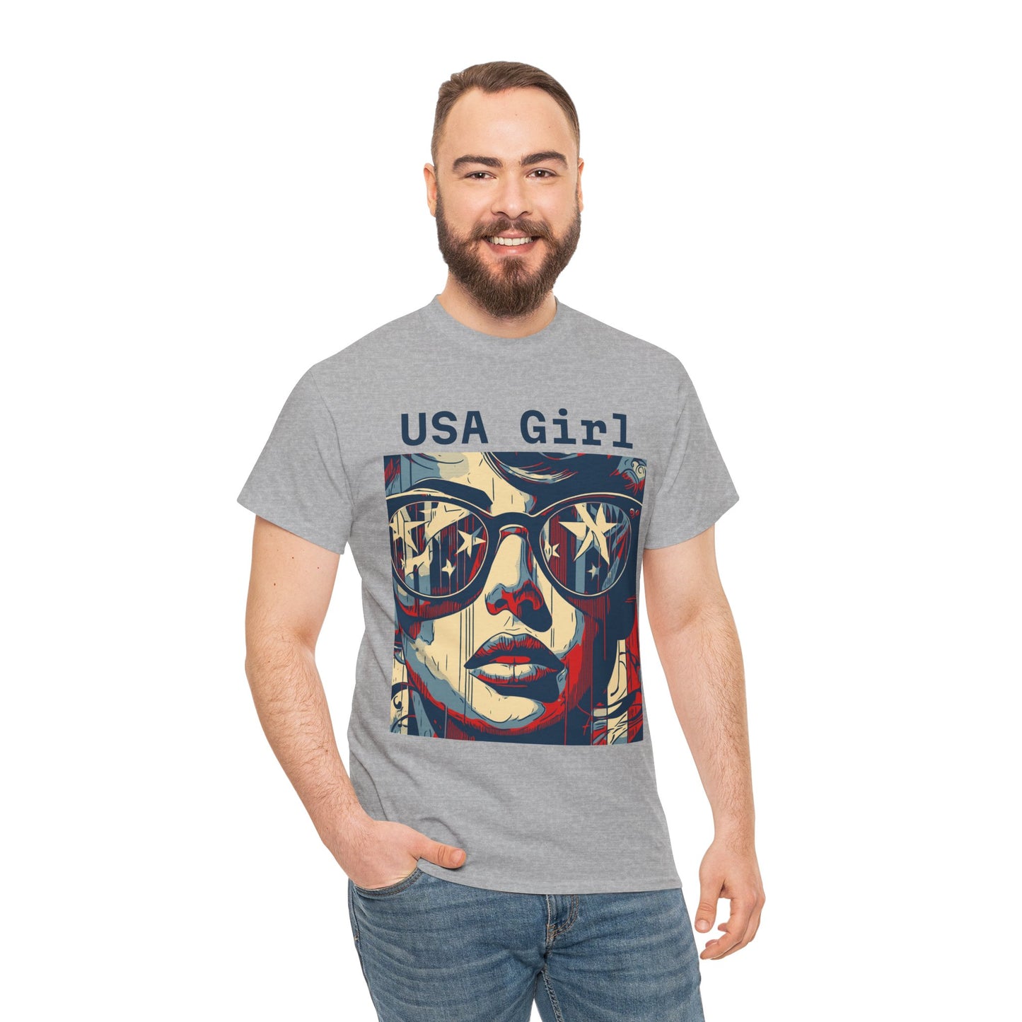 "USA Girl" Amazing Unisex Heavy Cotton Short Sleeve Tee Shirts!