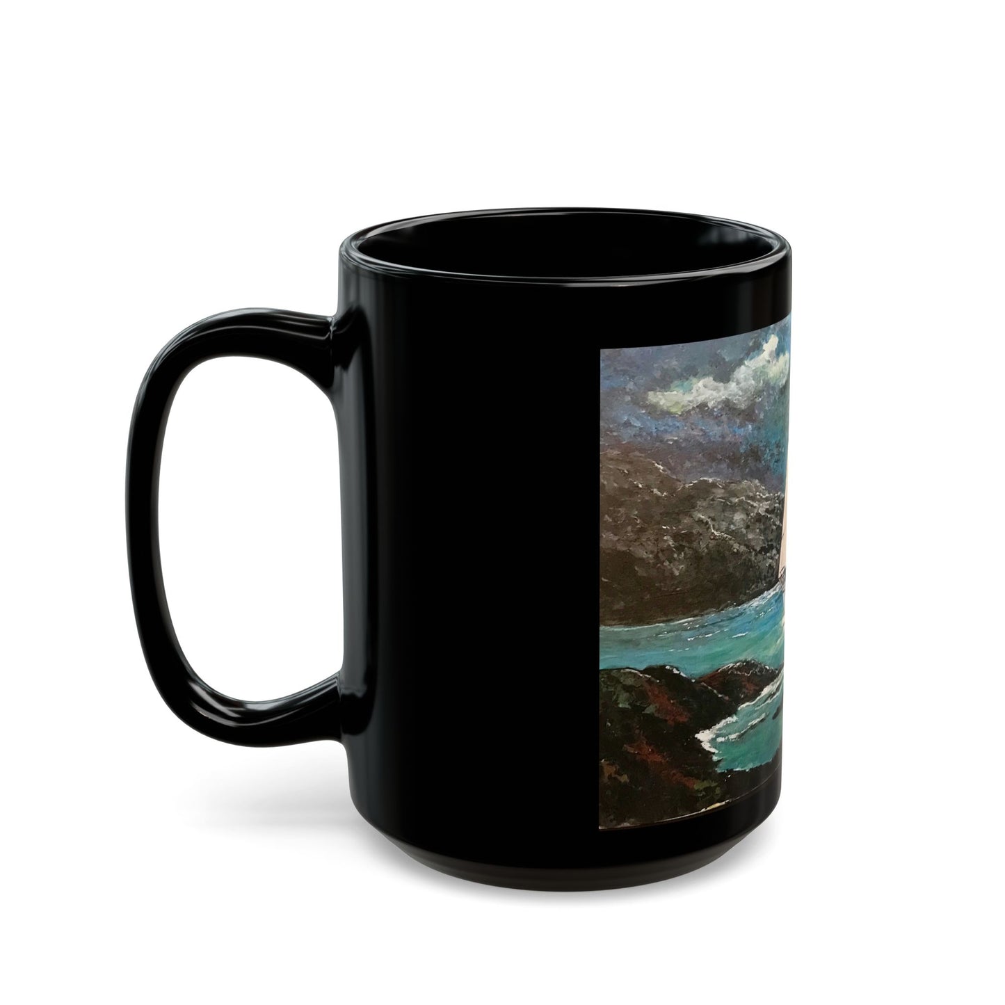 Tropical Sailing- 11 oz or 15 oz Ceramic Black Mugs