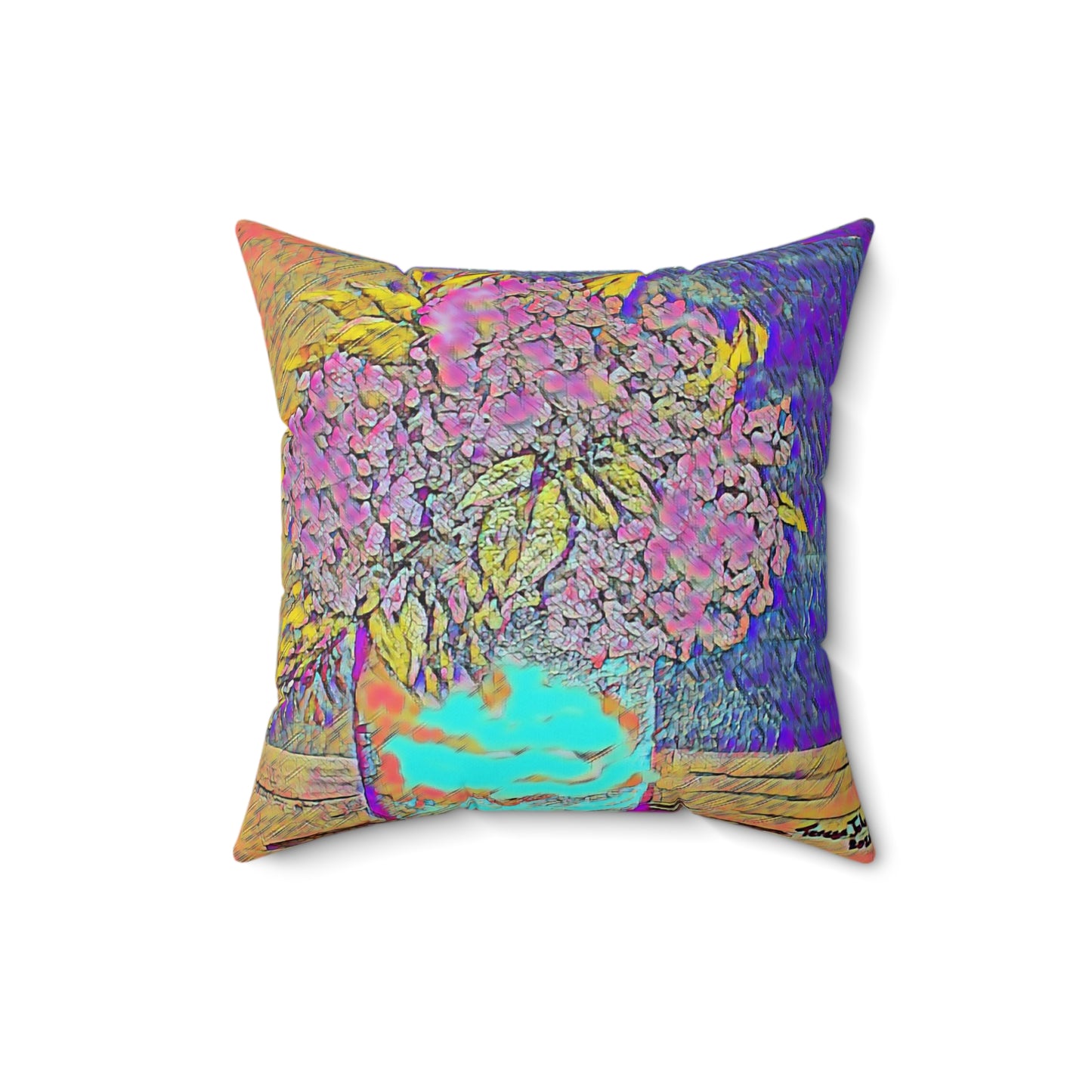 Old Fashion Hydrangea -Faux Suede Square Pillow