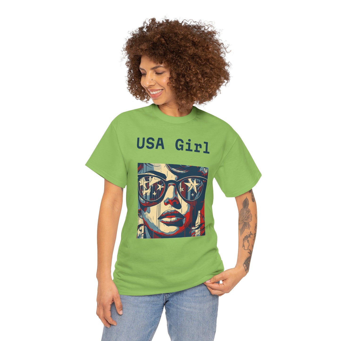 "USA Girl" - Amazing Unisex Heavy Cotton Short Sleeve Tee Shirts!