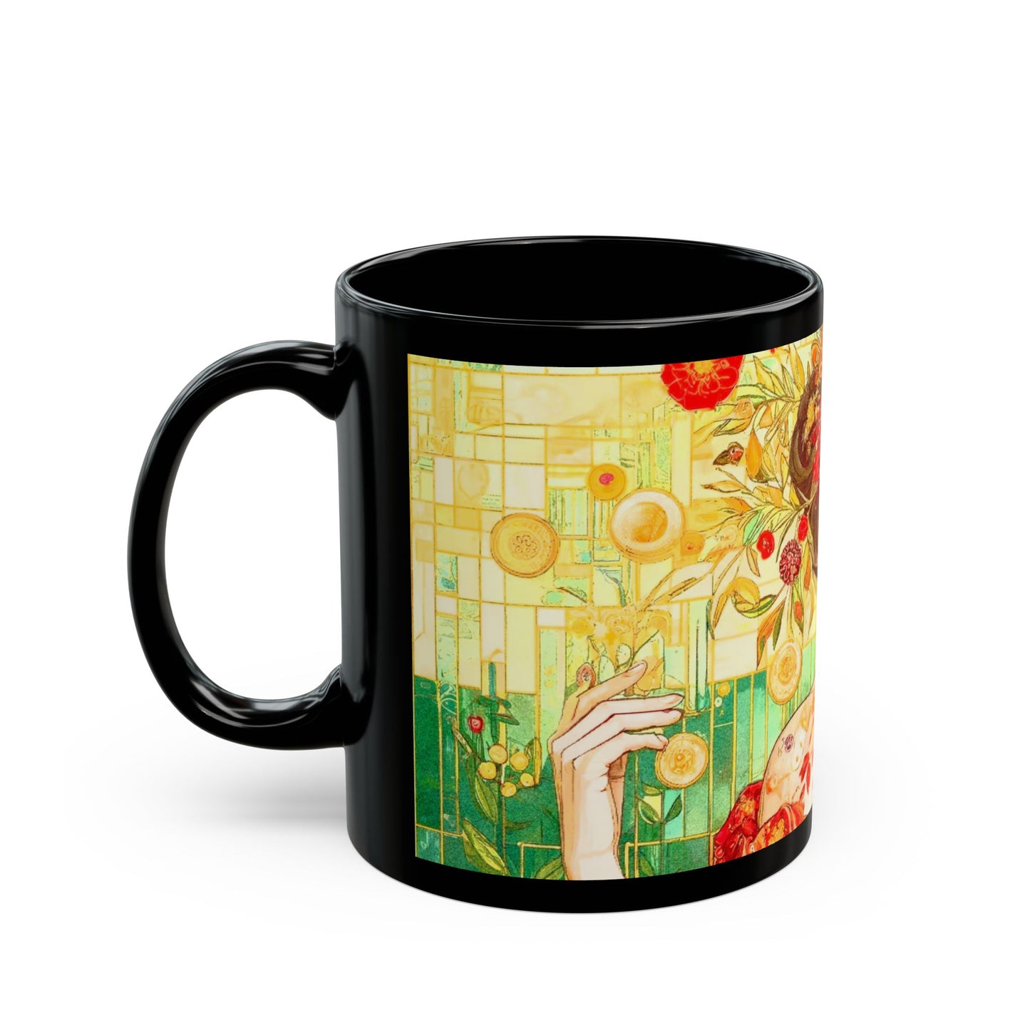 The Queen of Spring - 11 oz or 15 oz Ceramic Black Mugs- 11 oz or 15 oz Ceramic Black Mugs