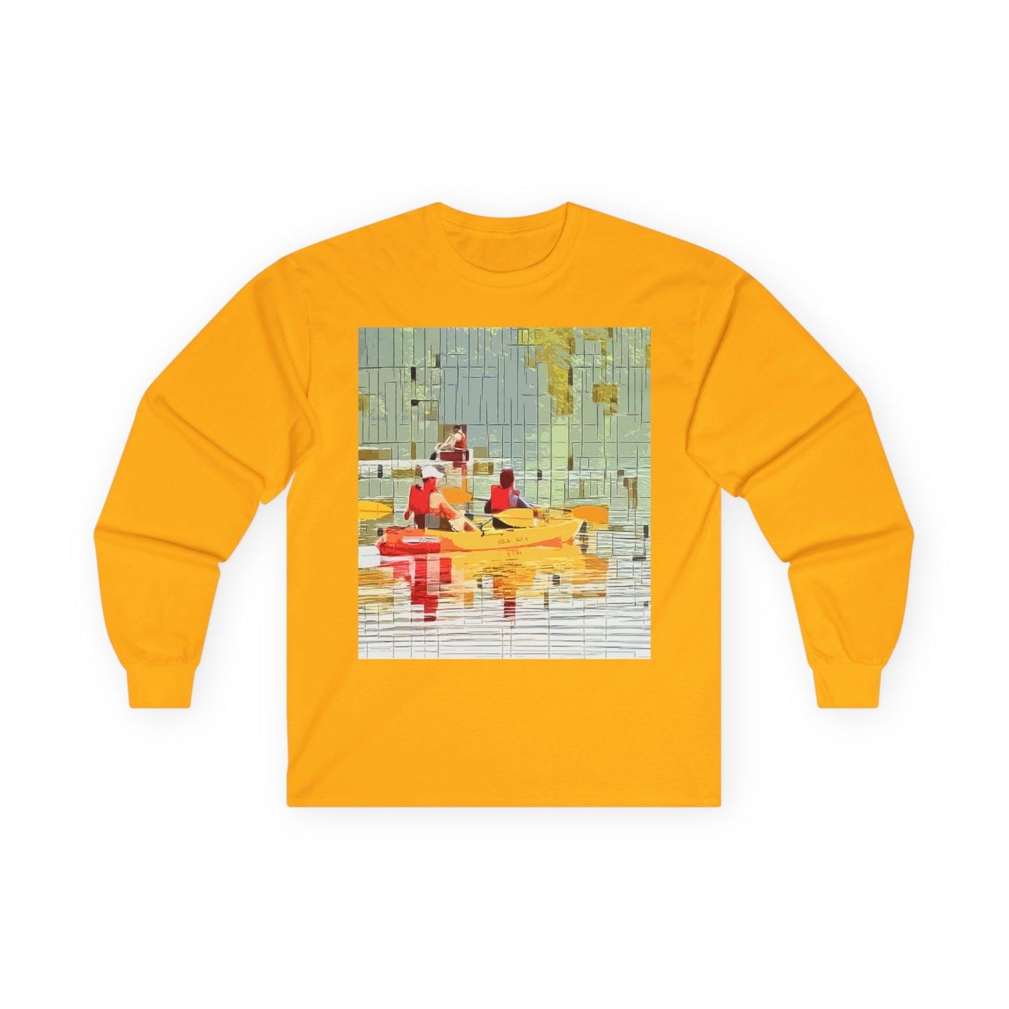 "Kayak in the River" Long Sleeve Casual Unisex Tee Shirt