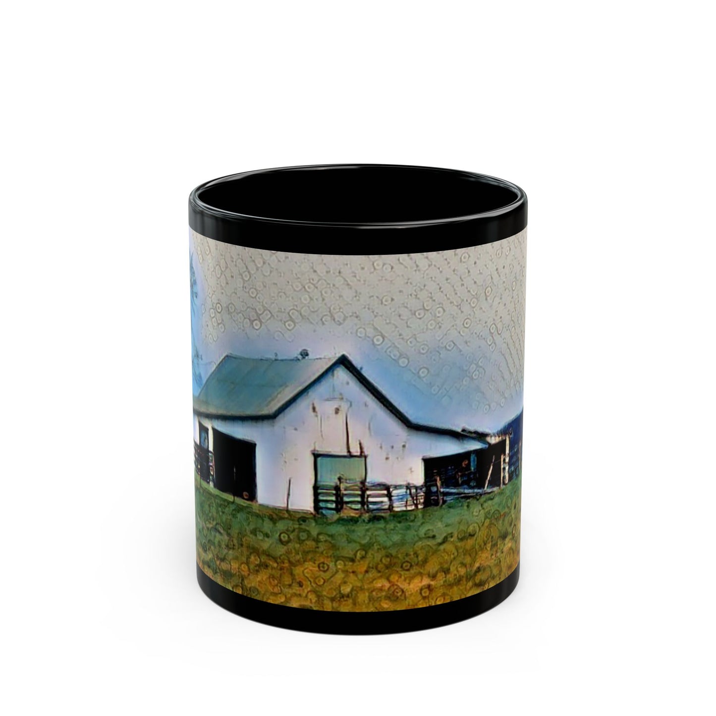 Blue Roof Barn - 11 oz or 15 oz Ceramic Black Mugs