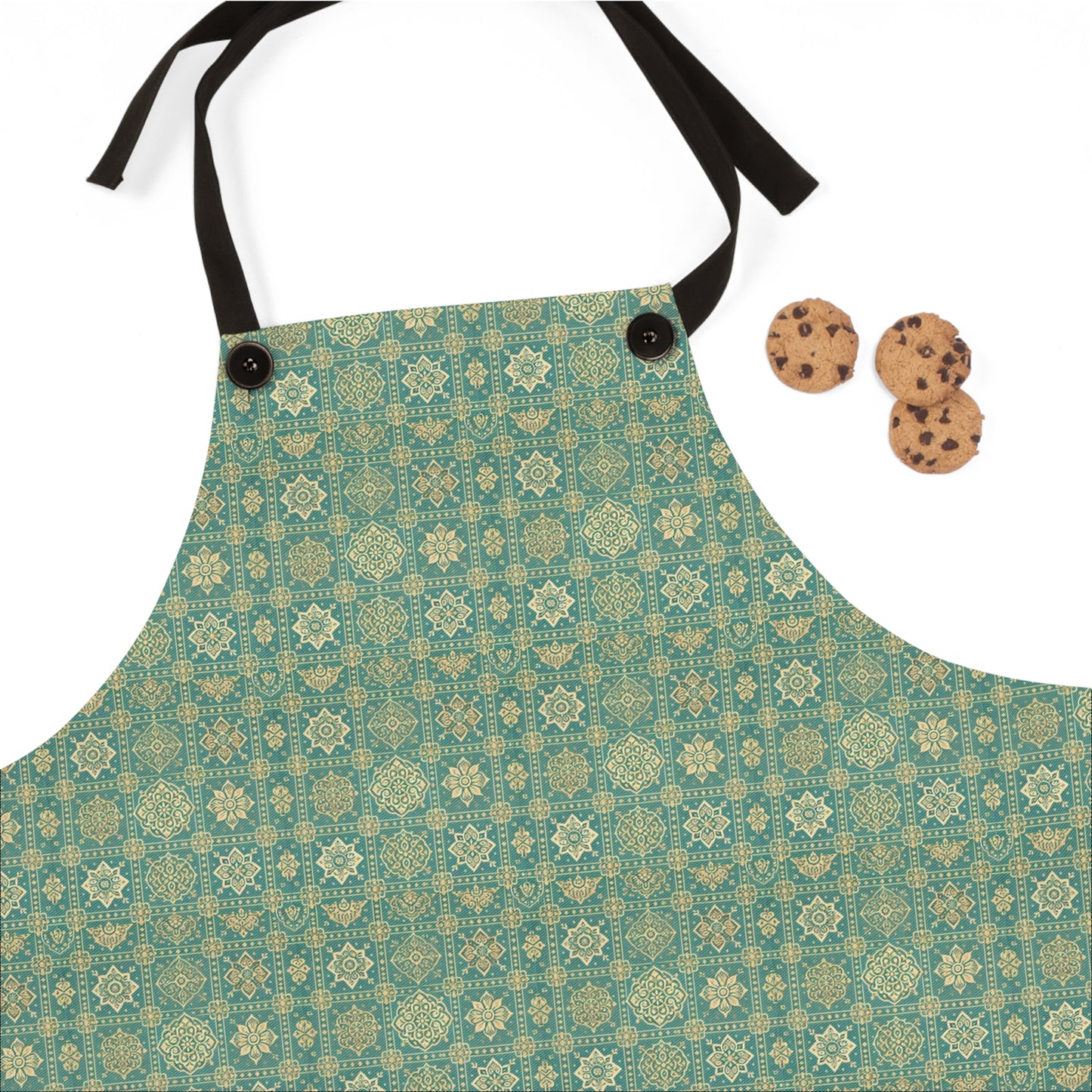 Turquoise and Elegant Gold Boho-Apron