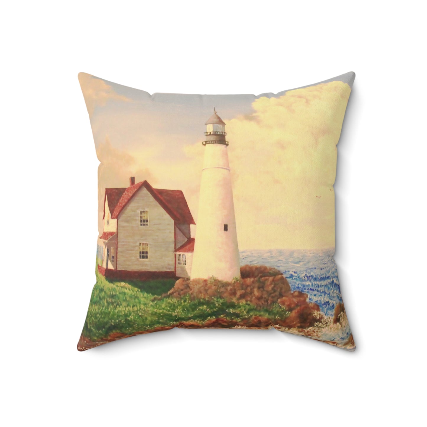 The Lighthouse Faux Suede Square Pillow