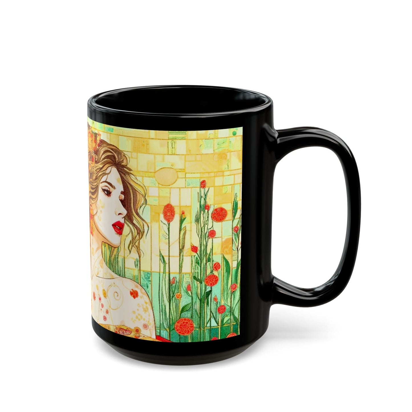 The Queen of Spring - 11 oz or 15 oz Ceramic Black Mugs- 11 oz or 15 oz Ceramic Black Mugs