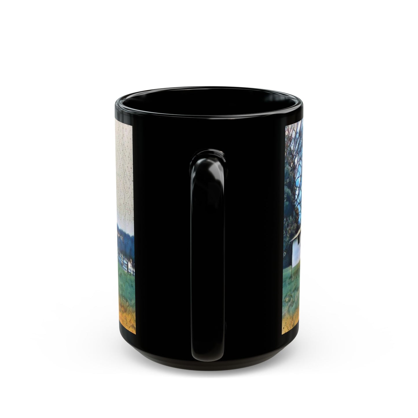 Blue Roof Barn - 11 oz or 15 oz Ceramic Black Mugs