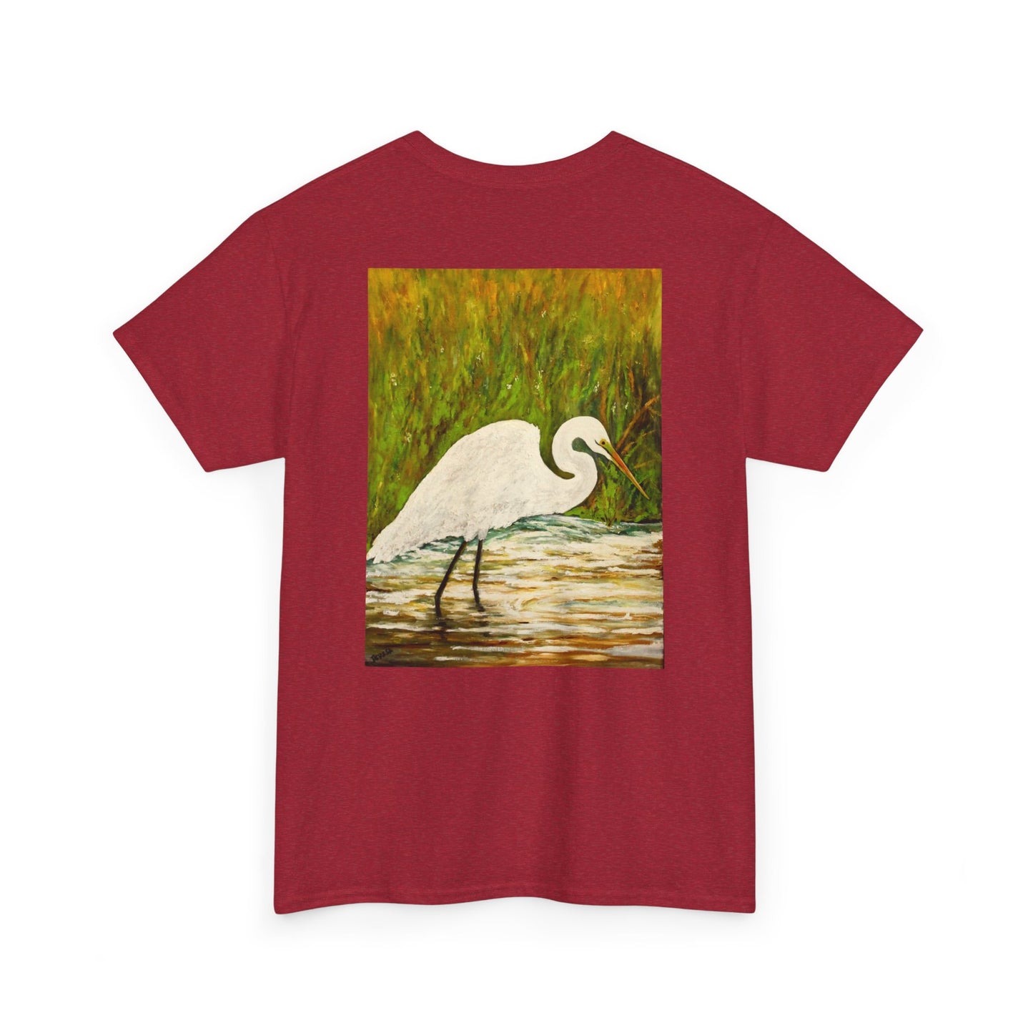 White Egret- Amazing Unisex Heavy Cotton Short Sleeve Tee Shirts!
