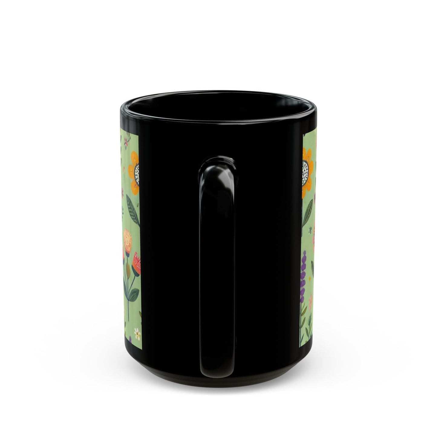 Green Spring Garden- 11 oz or 15 oz Ceramic Black Mugs