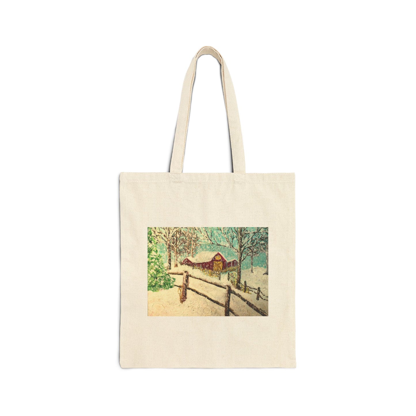 "Snowy Christmas Morning" Stylish Cotton Canvas Tote Bag