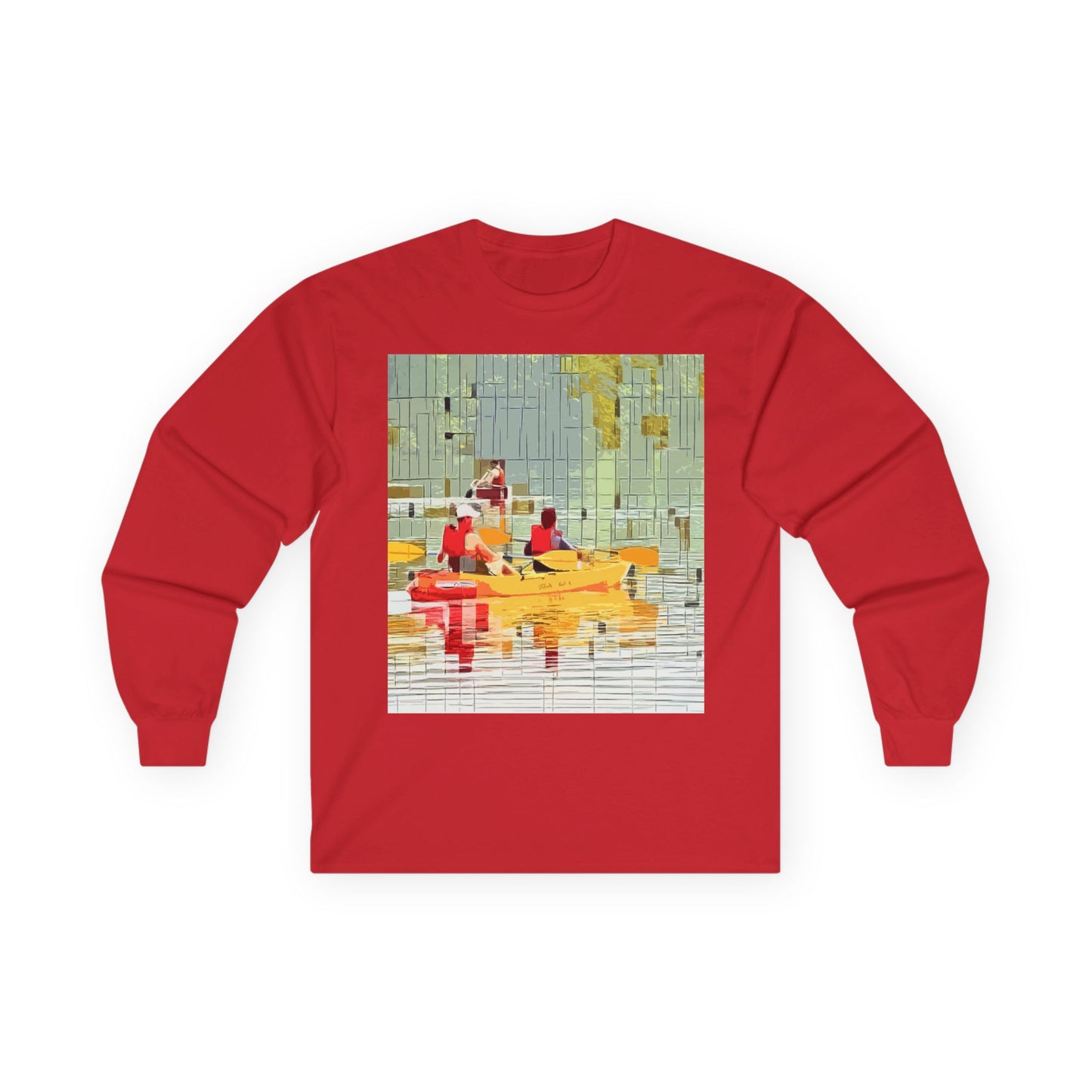 "Kayak in the River" Long Sleeve Casual Unisex Tee Shirt